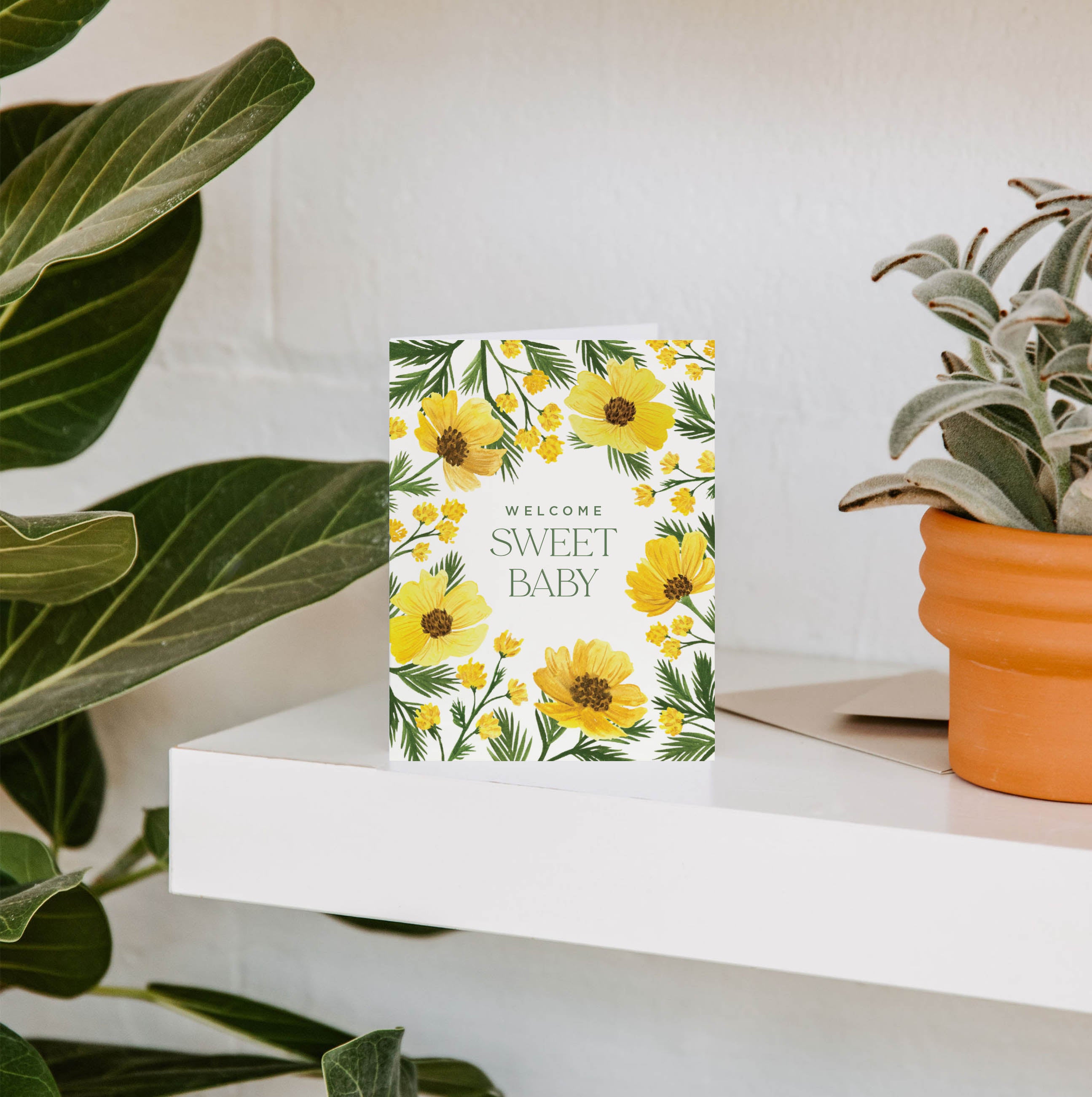 Welcome Sweet Baby Wildflower Greeting Card