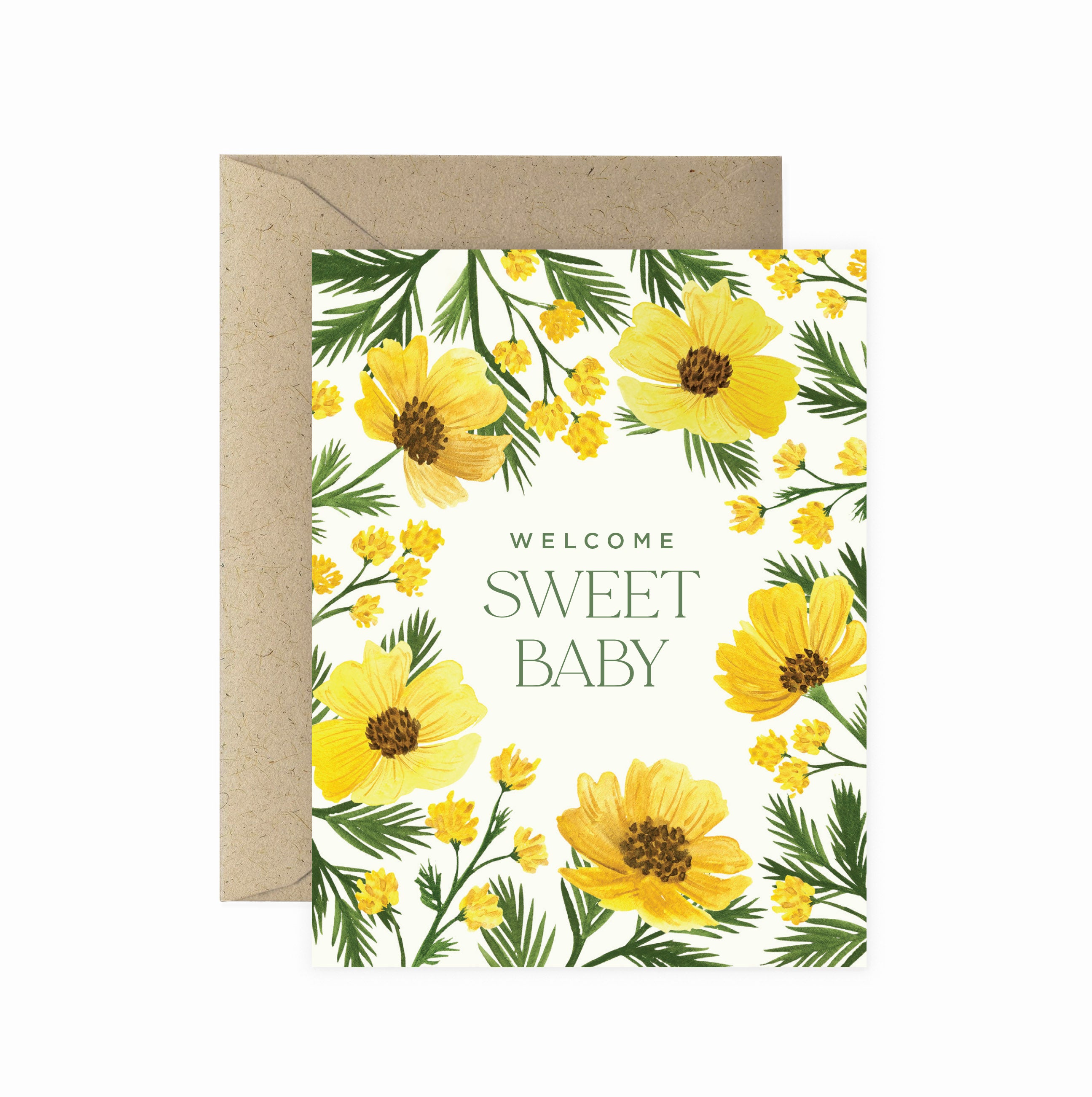 Welcome Sweet Baby Wildflower Greeting Card