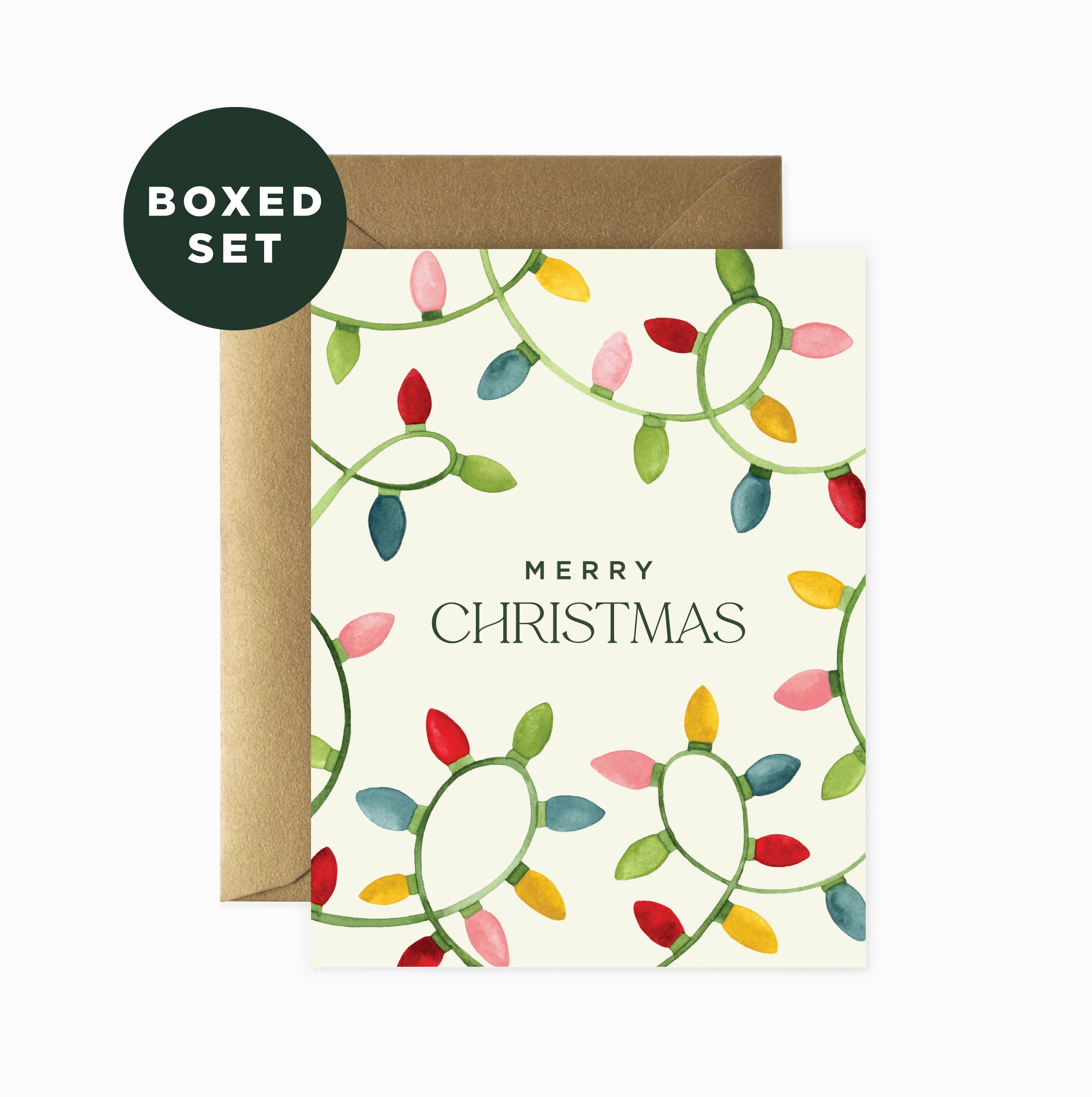 Merry Christmas String Lights Holiday Card | Boxed Set of 6