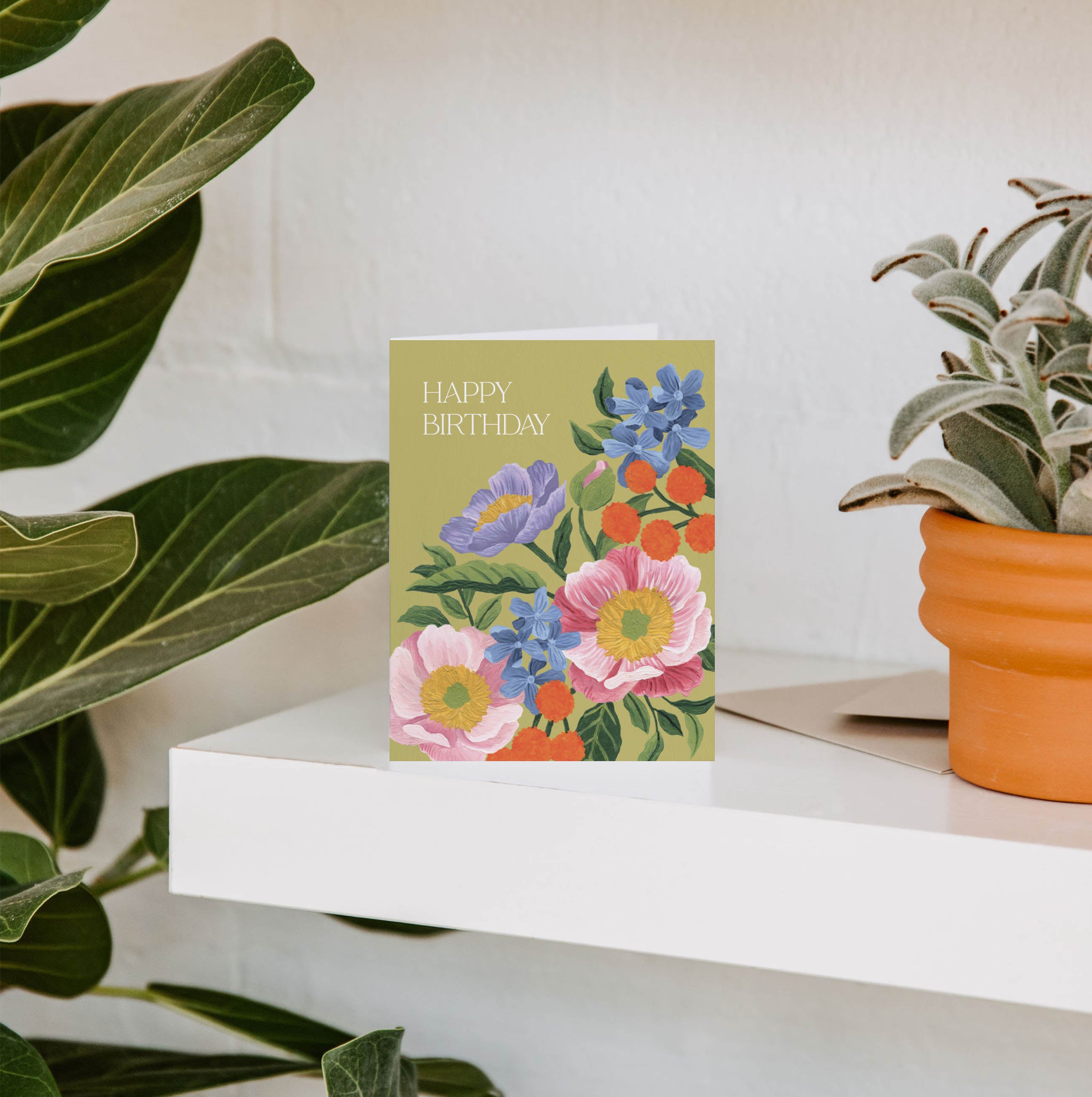 Vibrant Flora Birthday Greeting Card