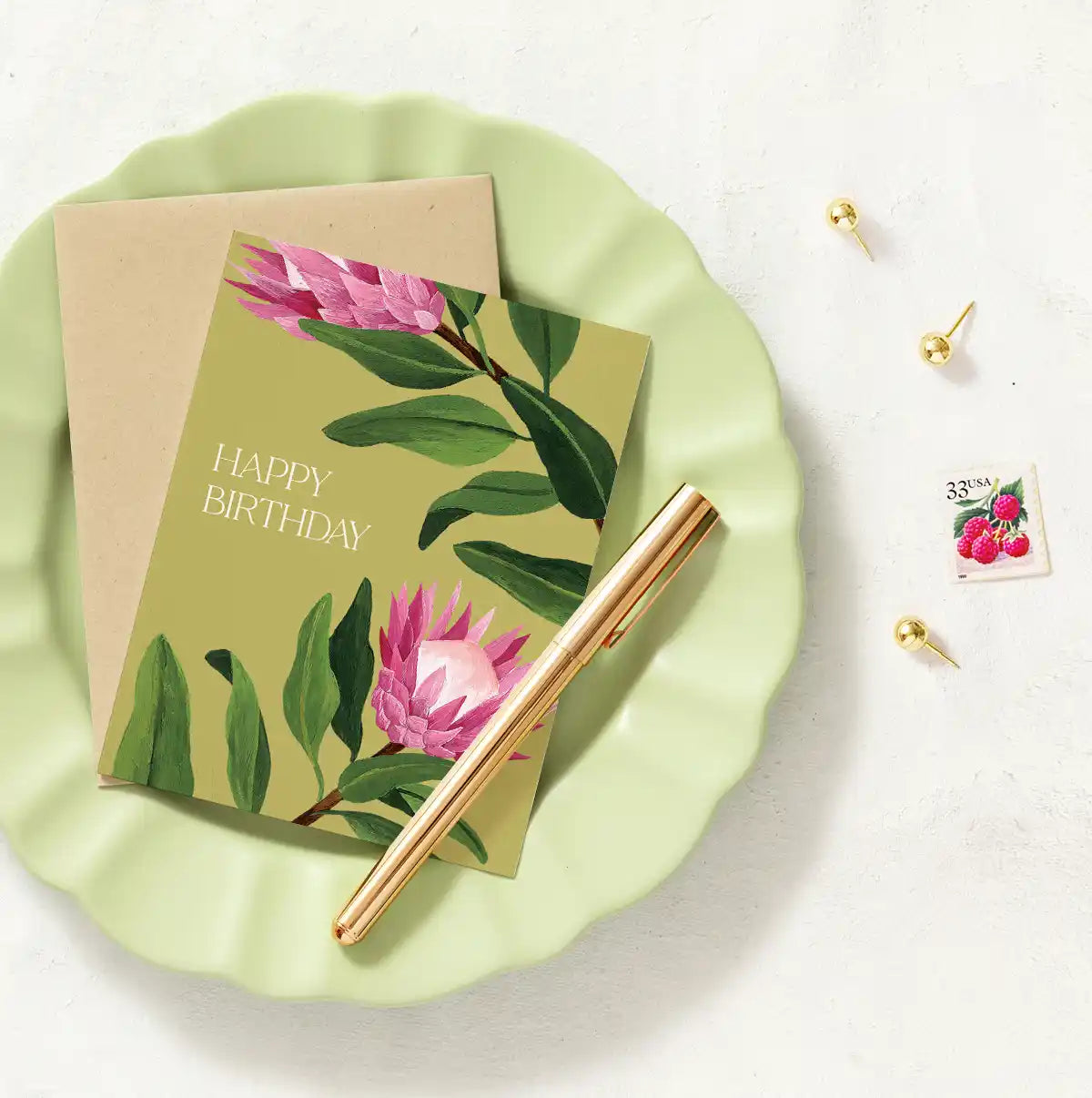 Vibrant King Protea Birthday Greeting Card