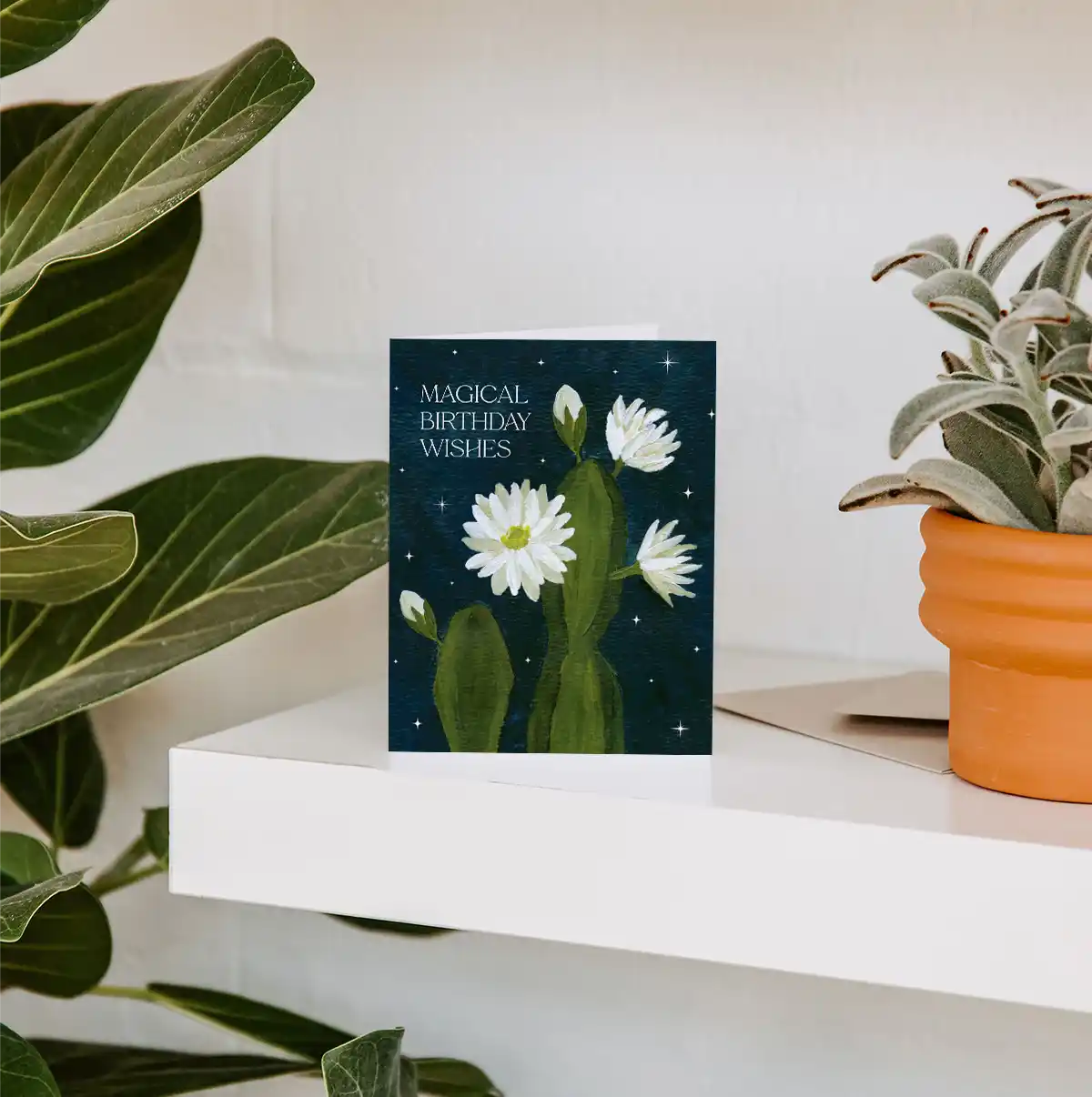 Blooming Night Cactus Birthday Greeting Card