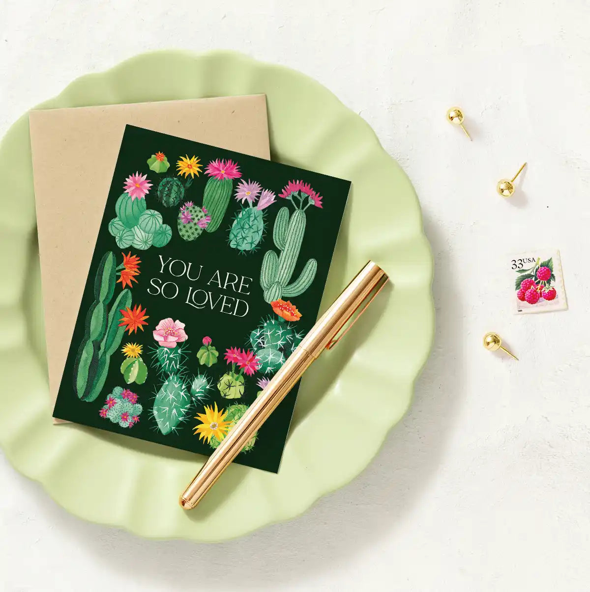 Blooming Cacti Love Greeting Card