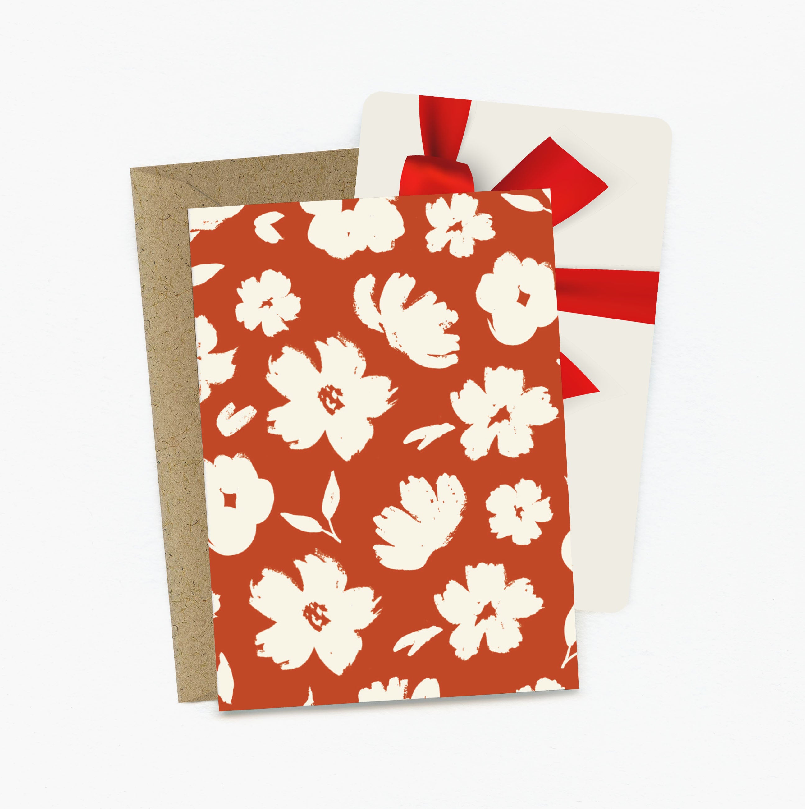 Brush Floral Red Mini Greeting Card
