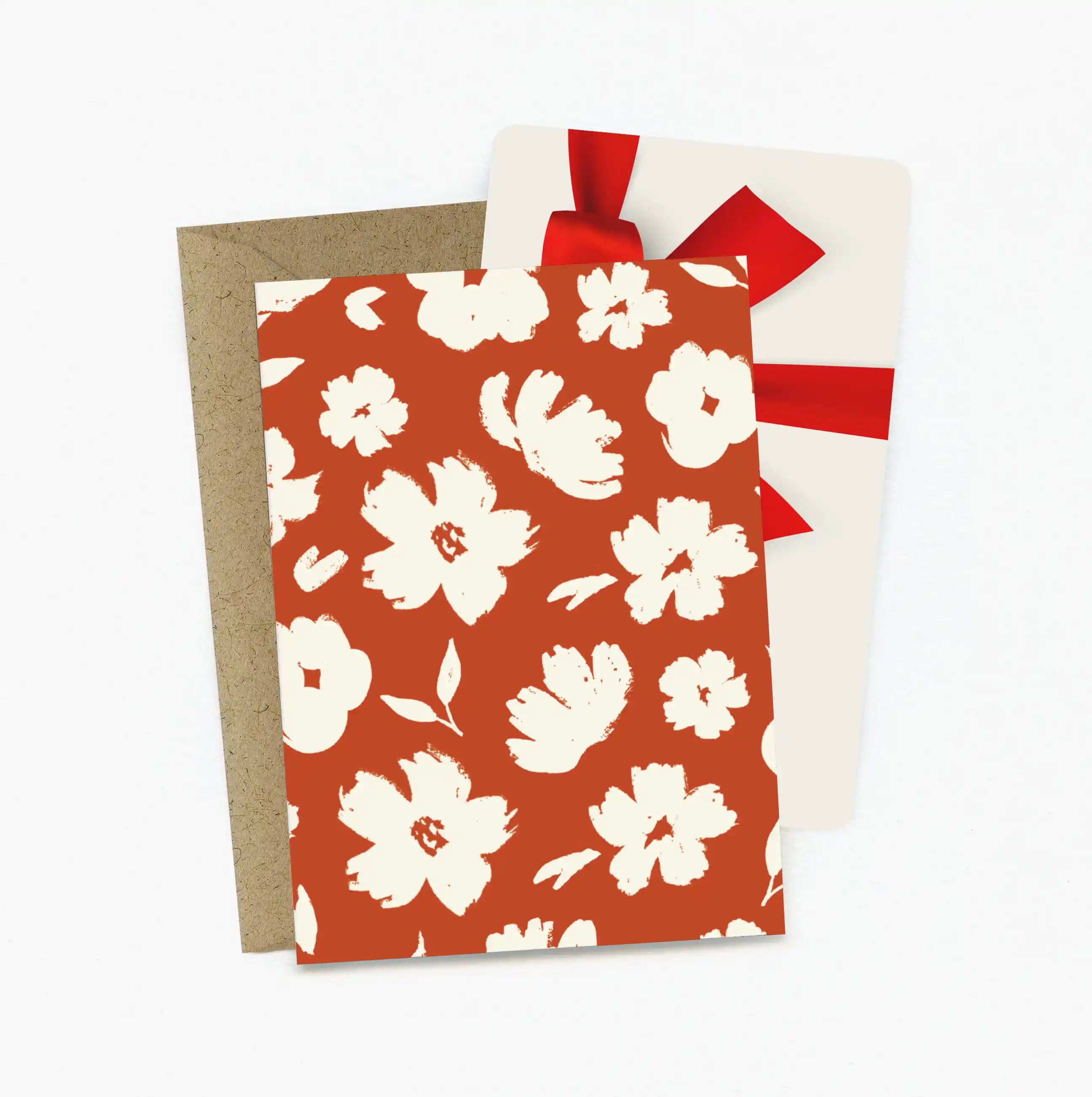 Brush Floral Red Mini Greeting Card