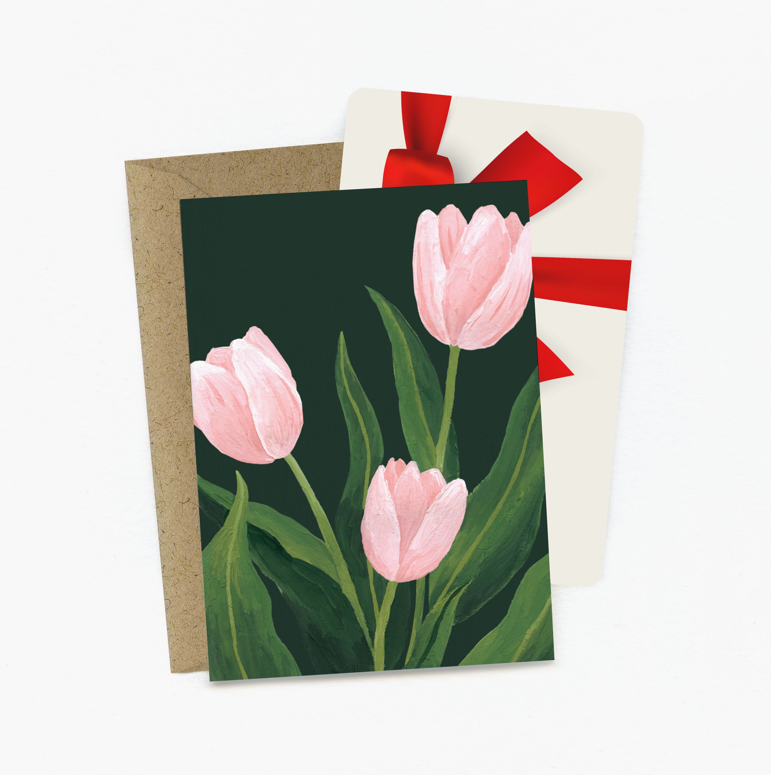 Blush Tulips Mini Greeting Card
