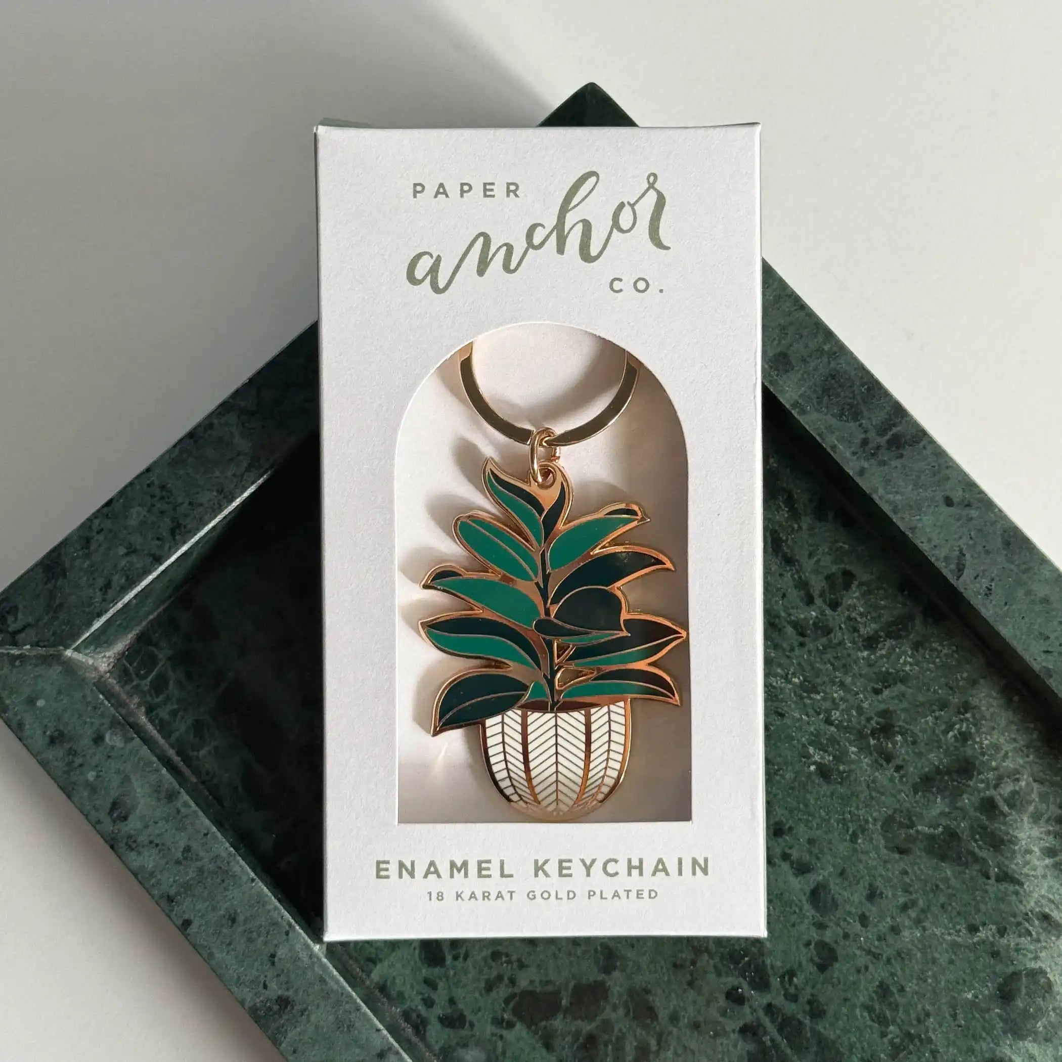 Rubber Tree Plant Keychain