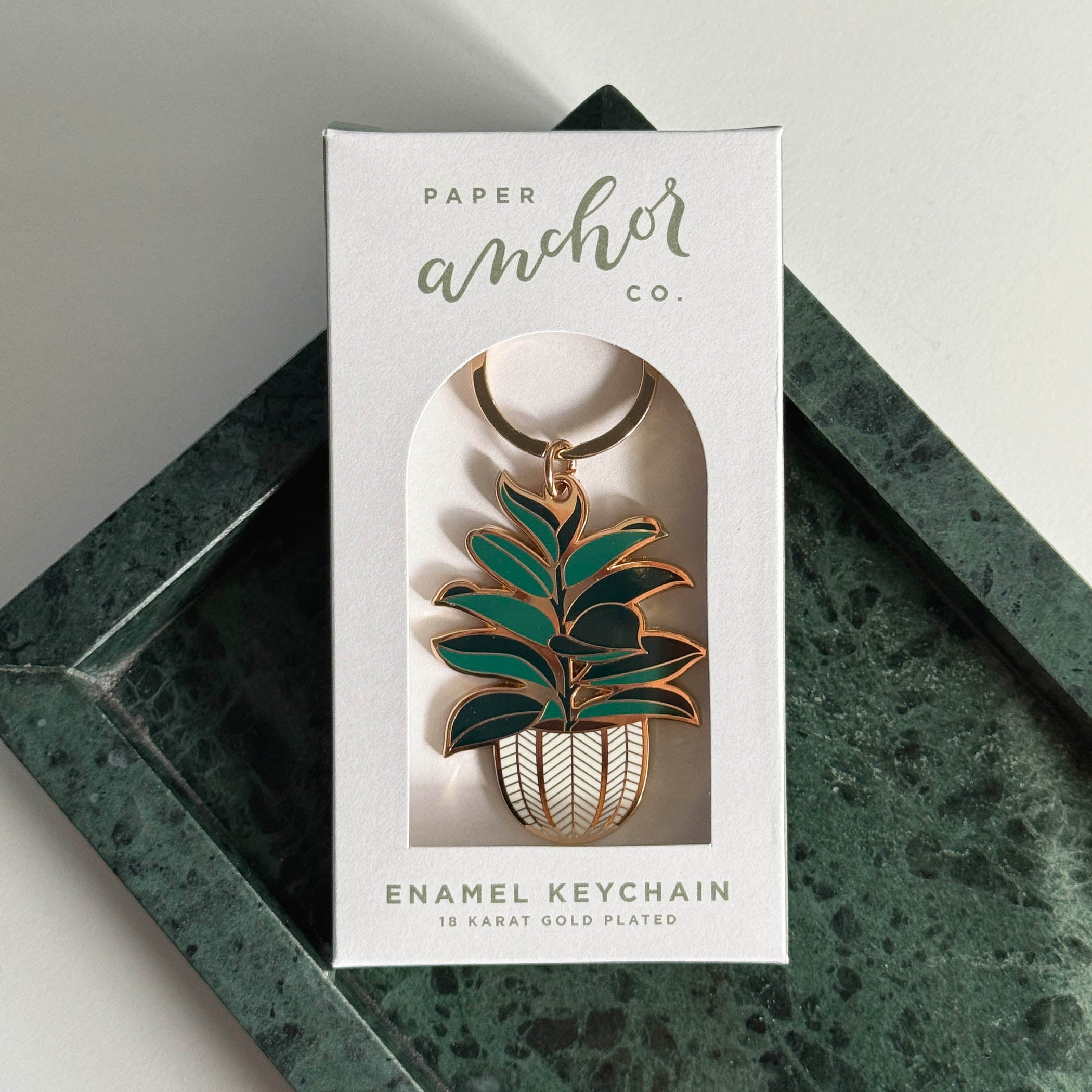 Rubber Tree Plant Keychain