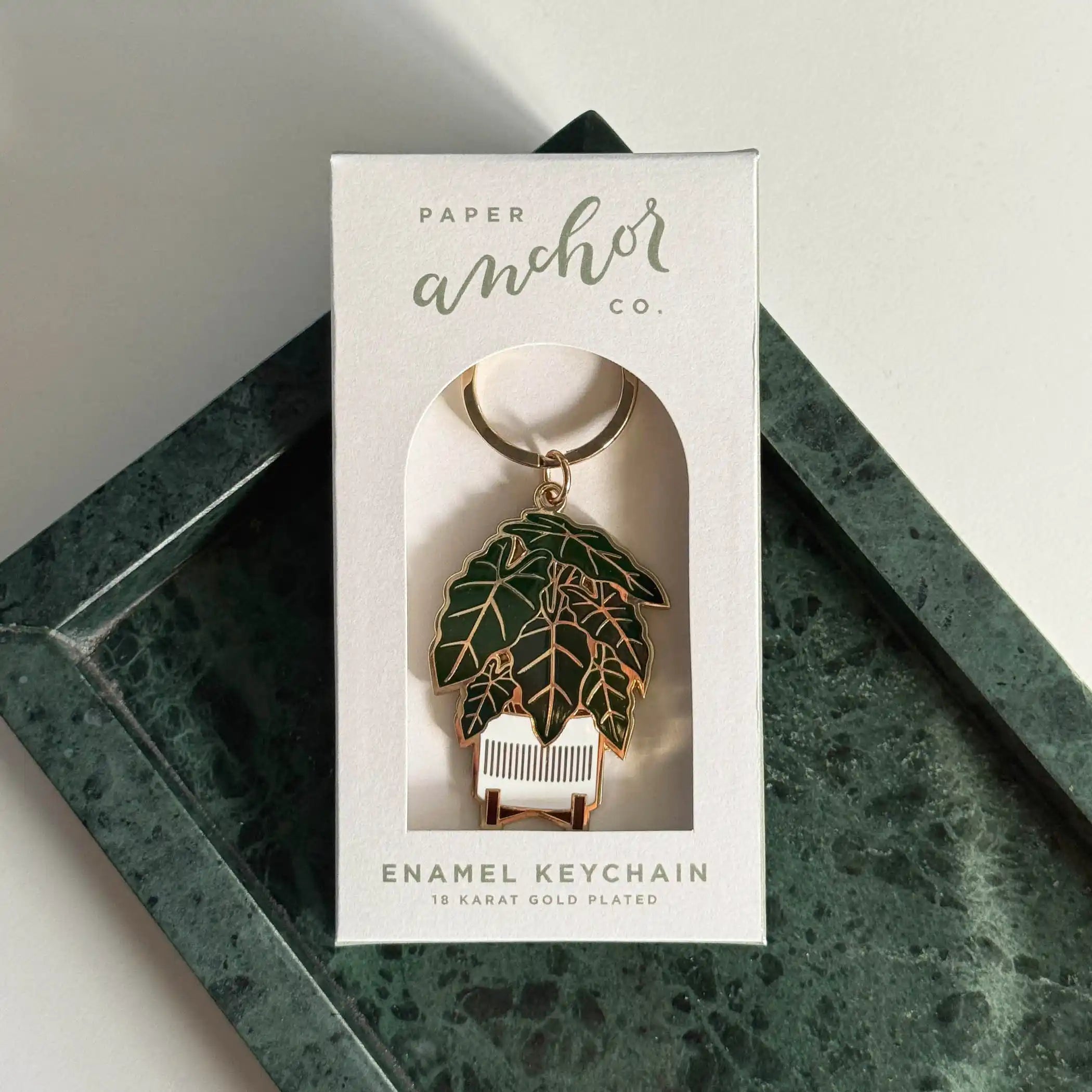 Alocasia Frydek Plant Keychain — Enamel Keychain, alocasia keychain, alocasia plant by Paper Anchor Co.