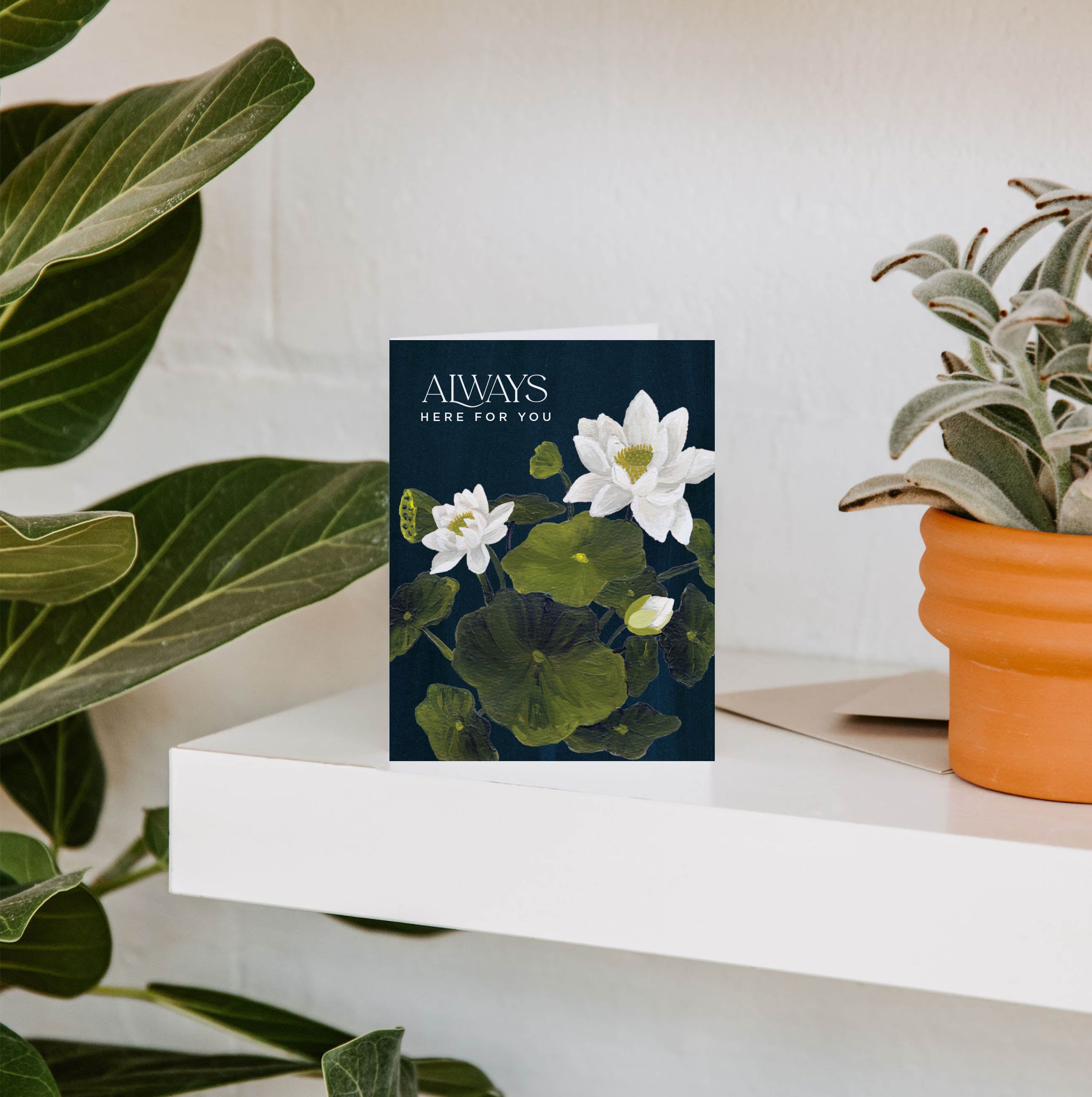 Lotus Blossom Always Here Sympathy Greeting Card