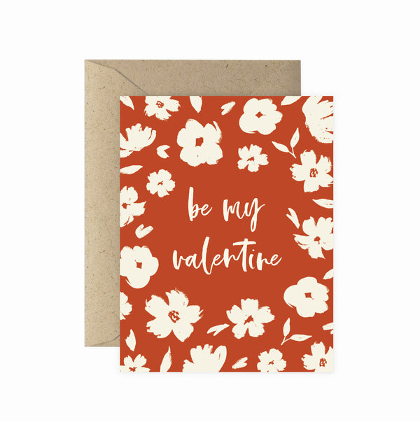 Brush Floral Valentine Greeting Card