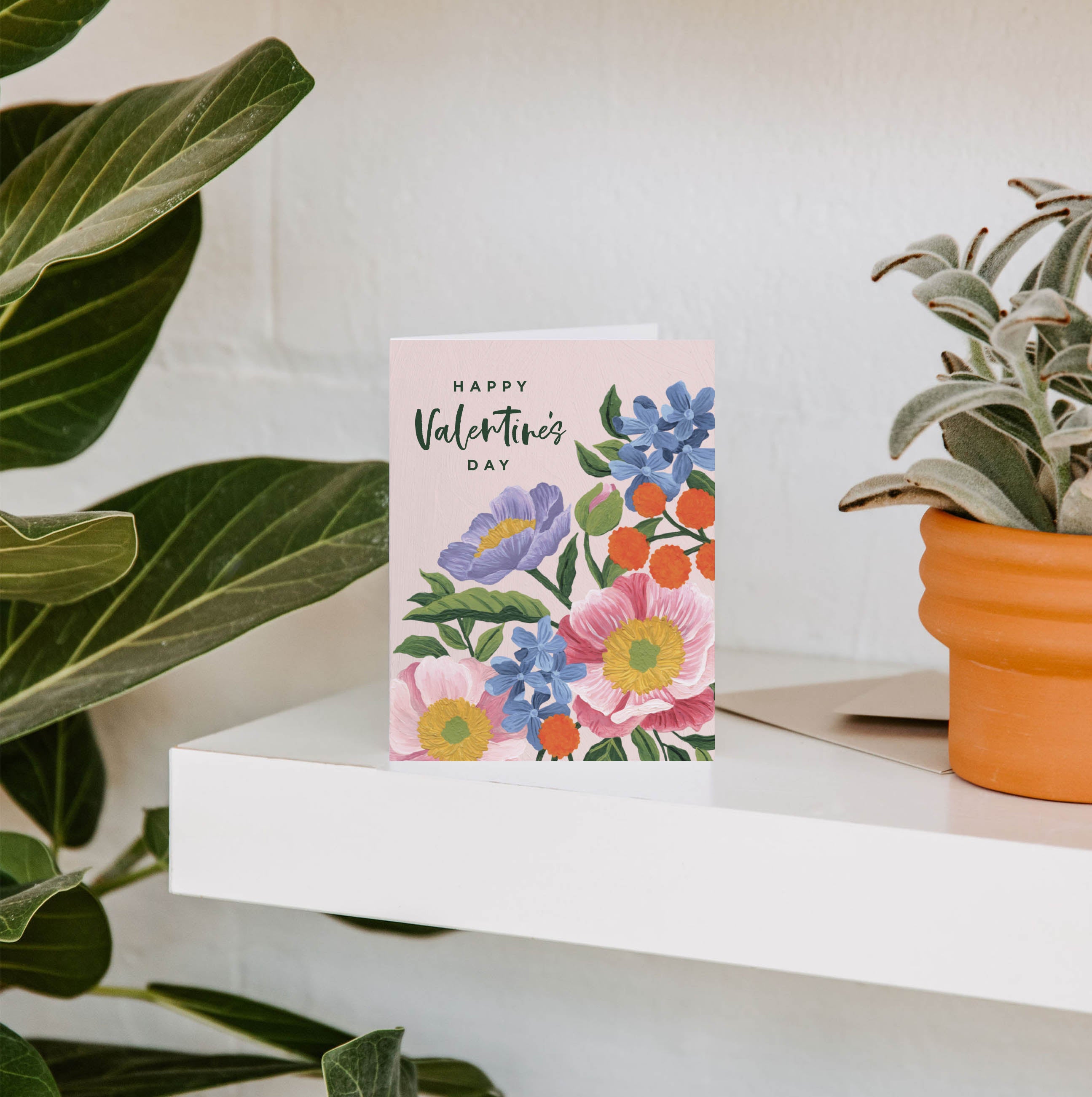Vibrant Flora Valentine's Greeting Card