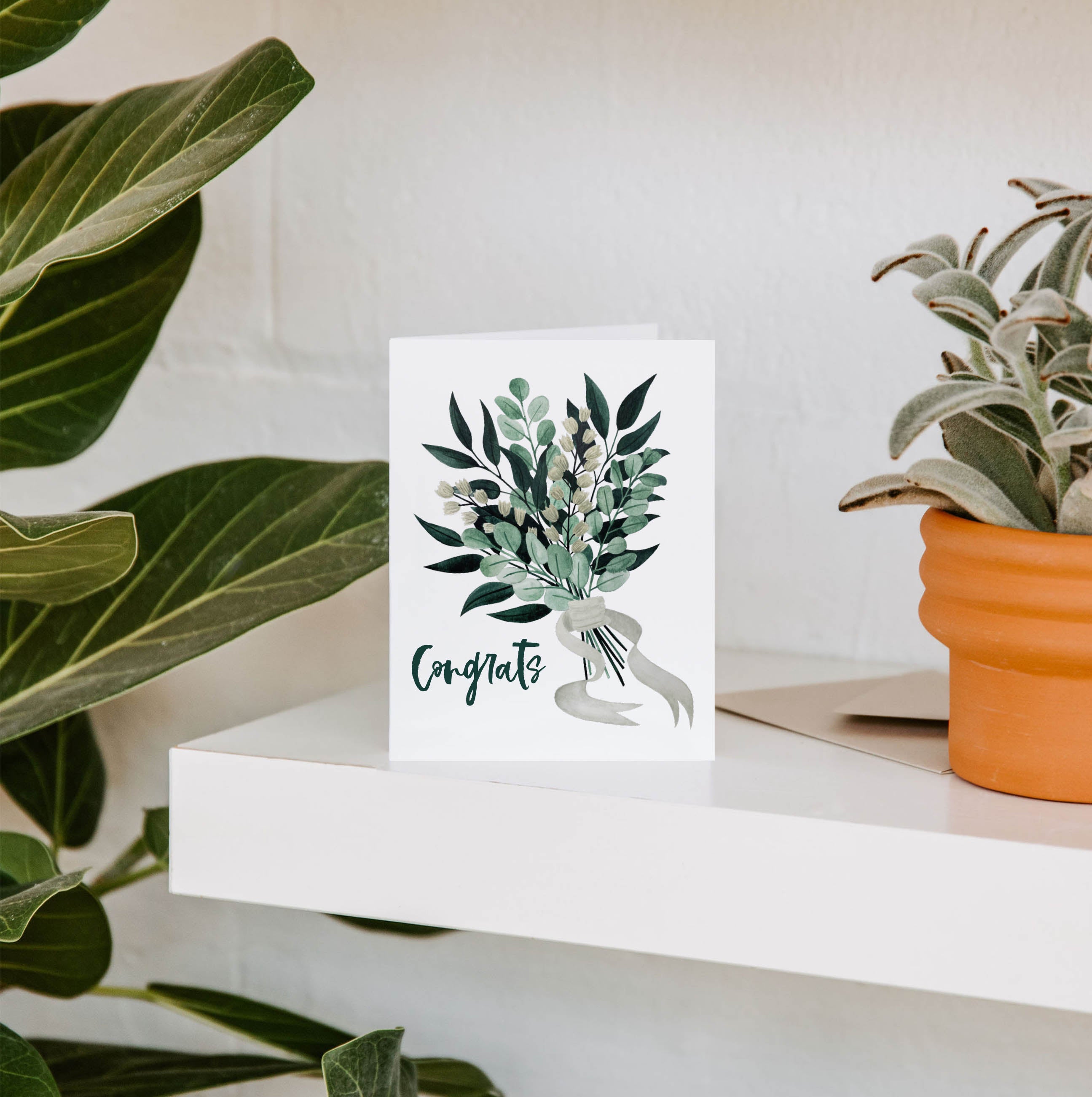 Congrats Foliage Bouquet Greeting Card
