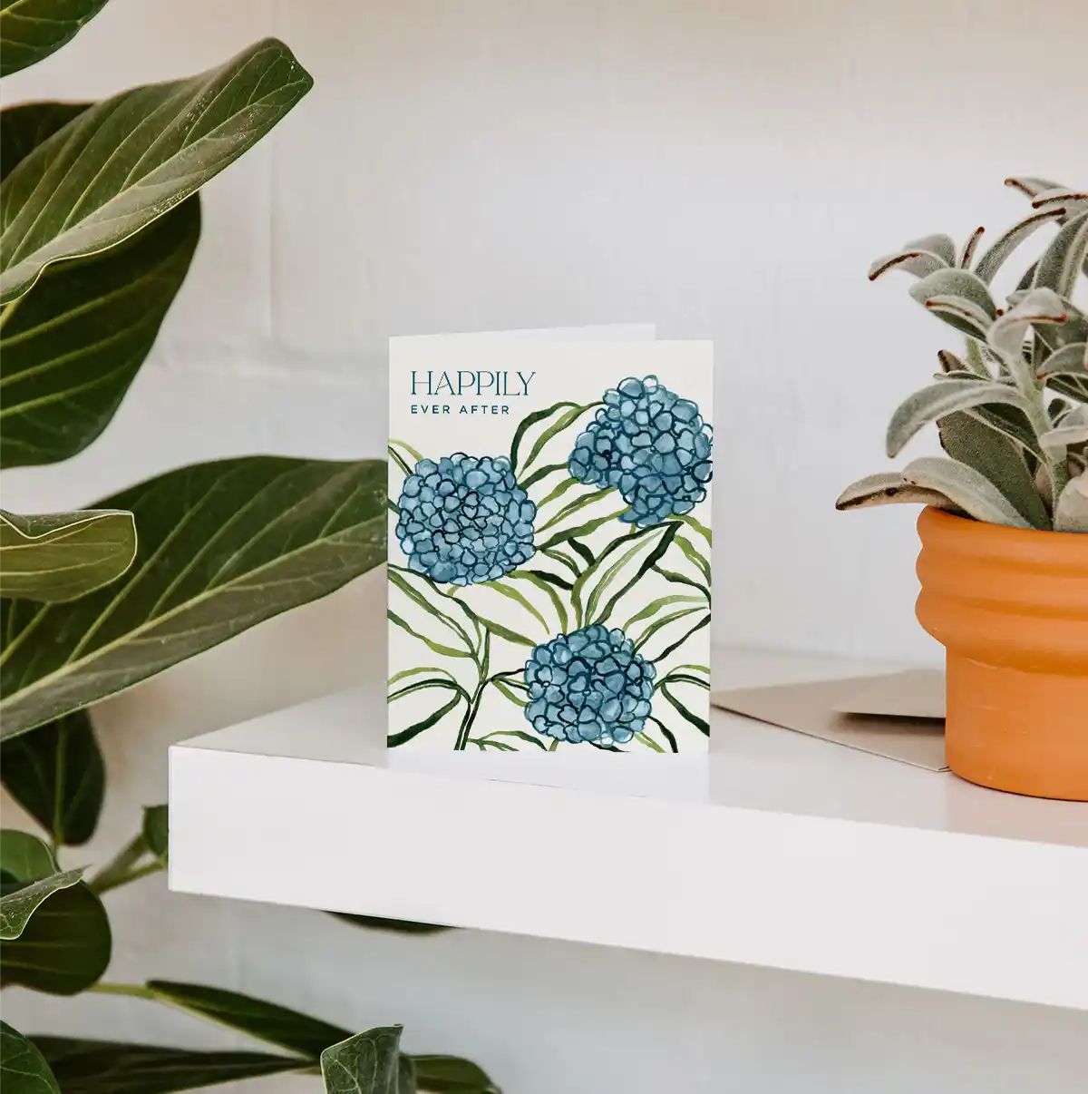 Hydrangea Happily Ever After Wedding Greeting Card