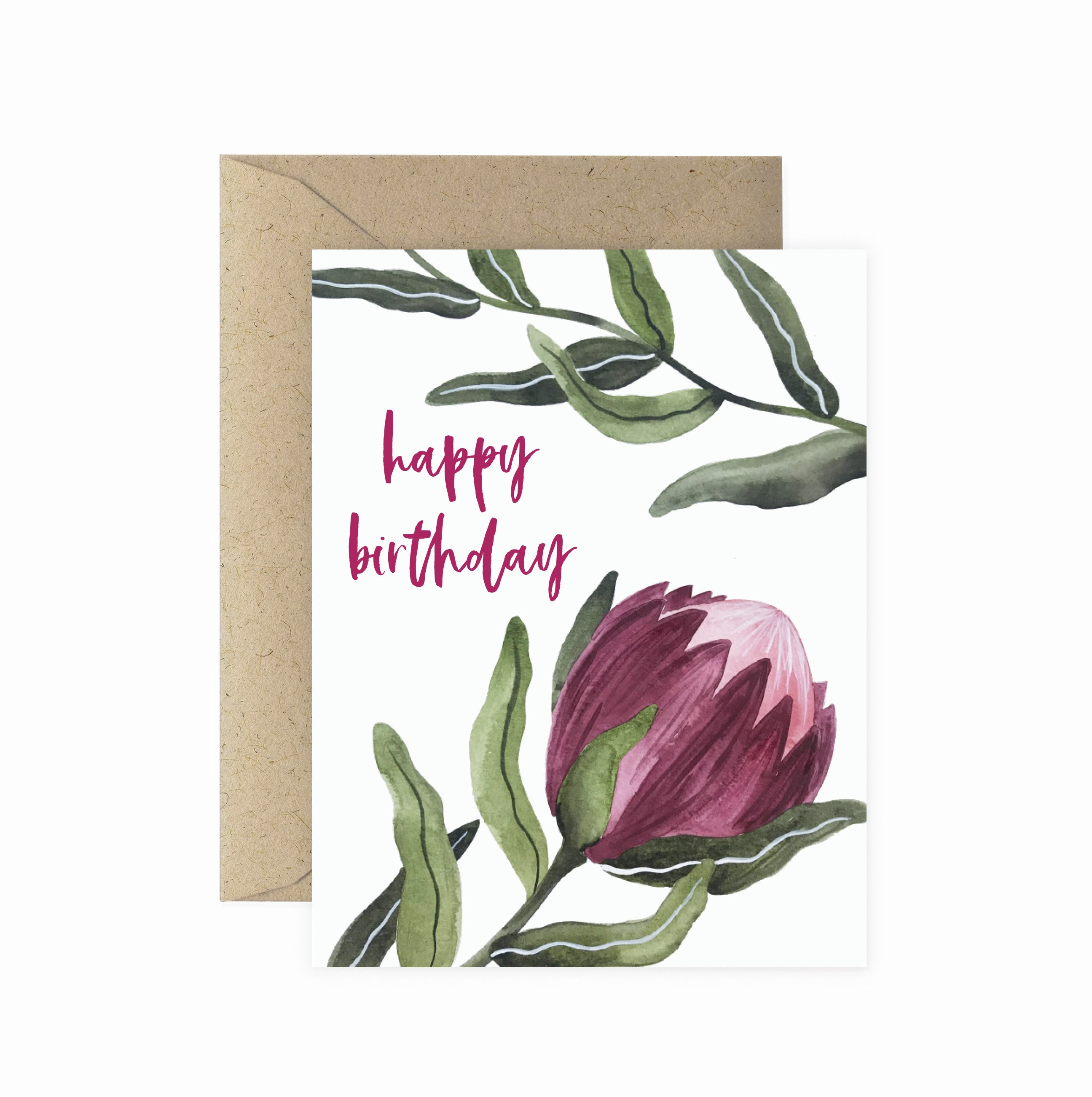 Protea Happy Birthday Greeting Card