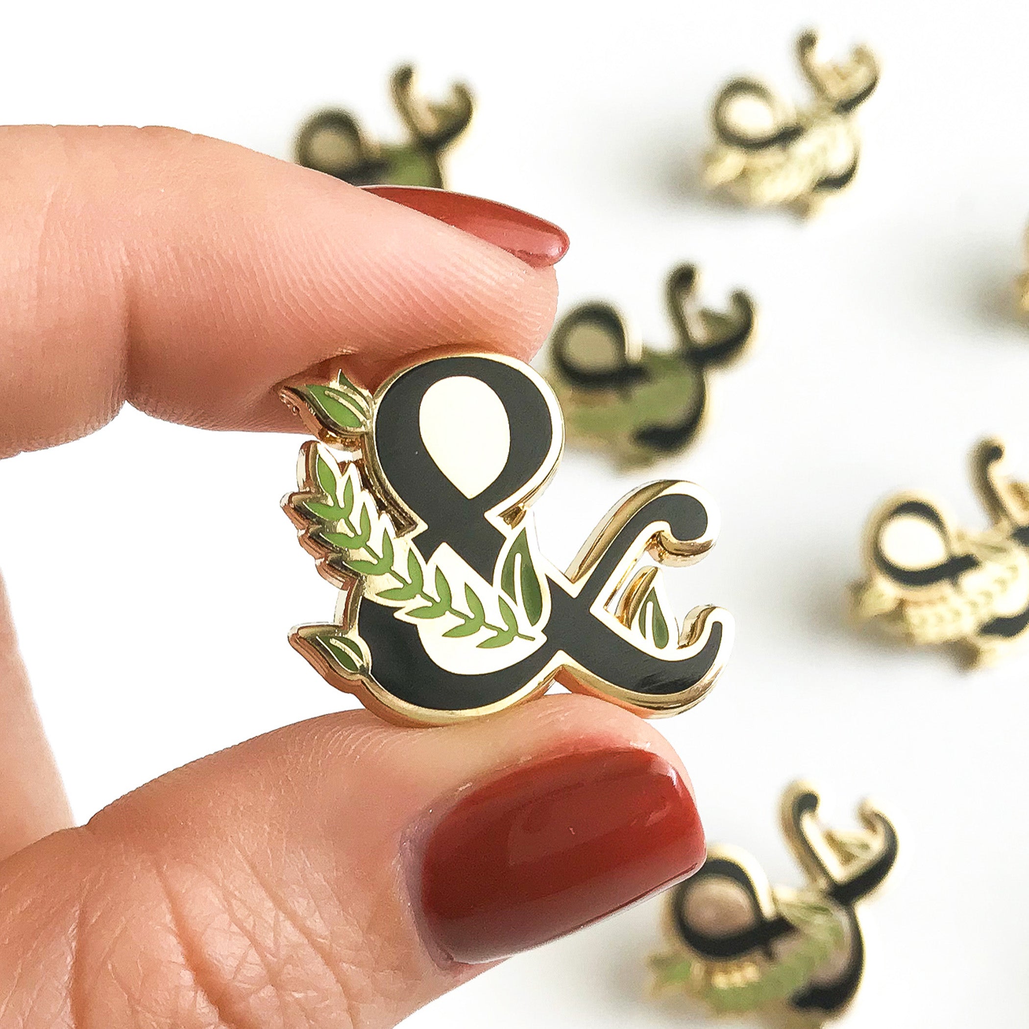 Leafy Ampersand Enamel Lapel Pin
