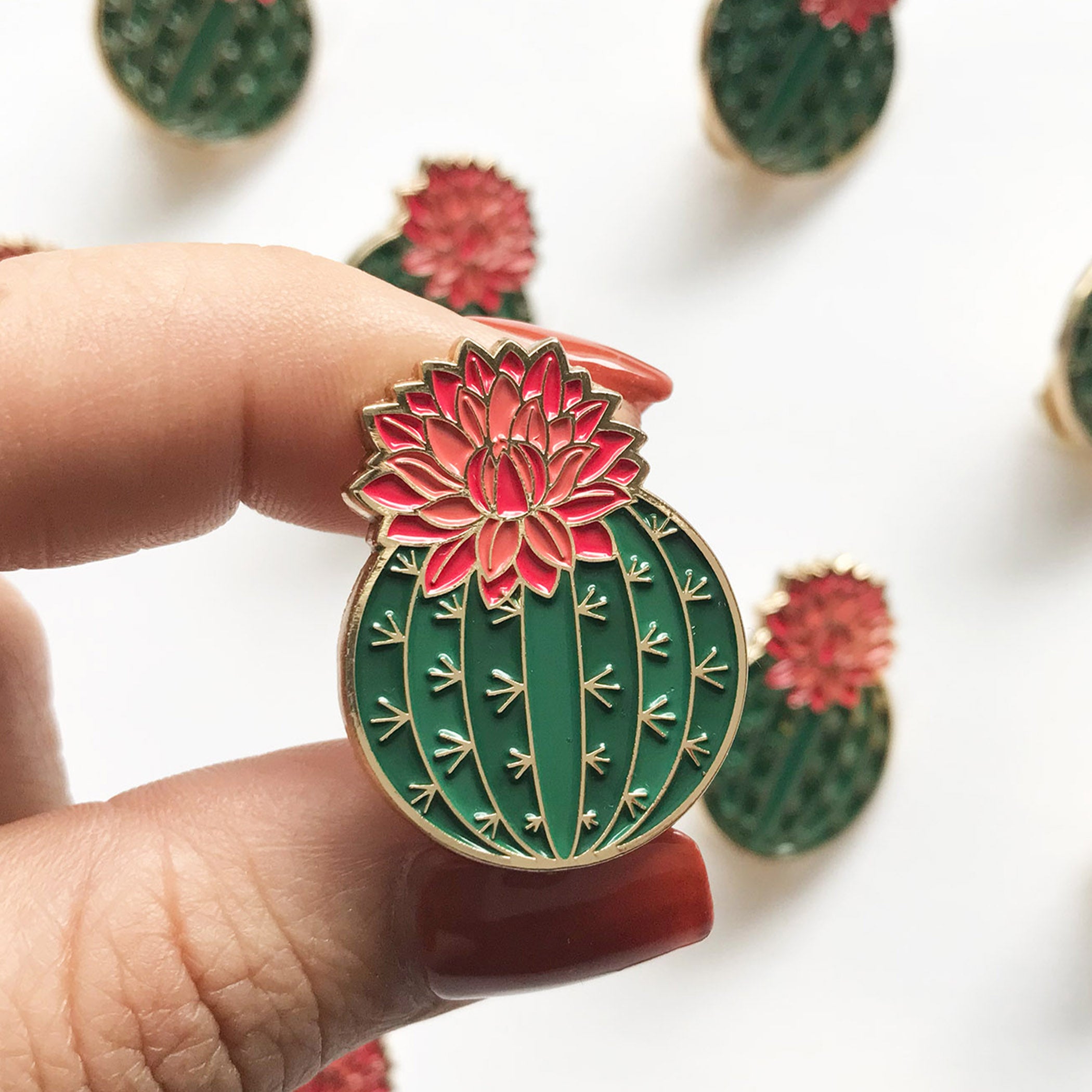Julia Blooming Cactus Enamel Lapel Pin
