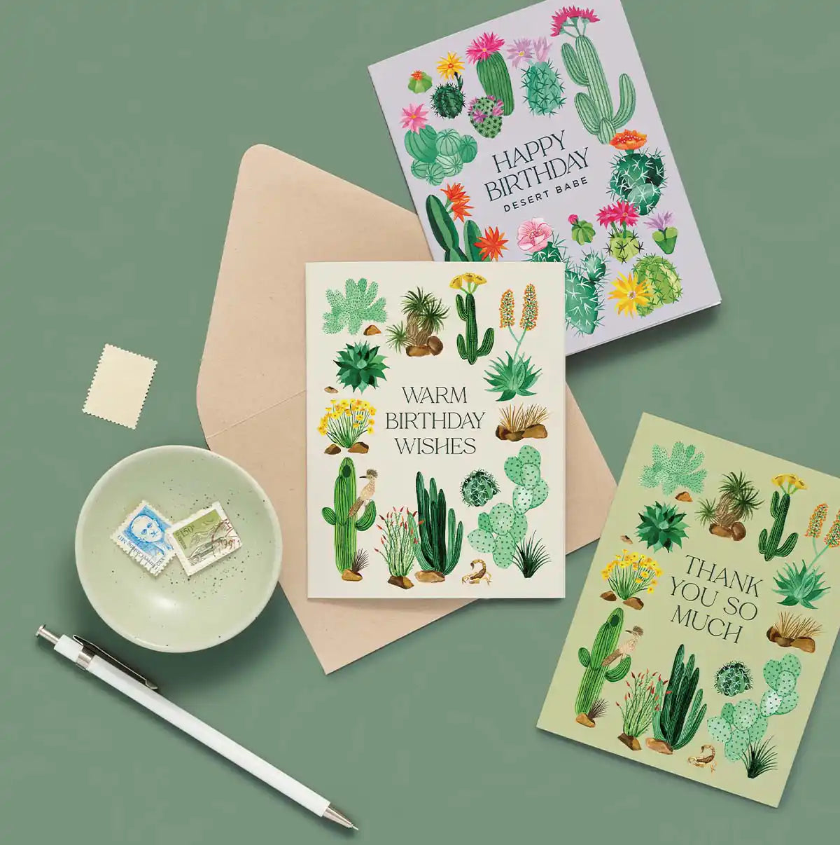 Blooming Cacti Birthday Greeting Card