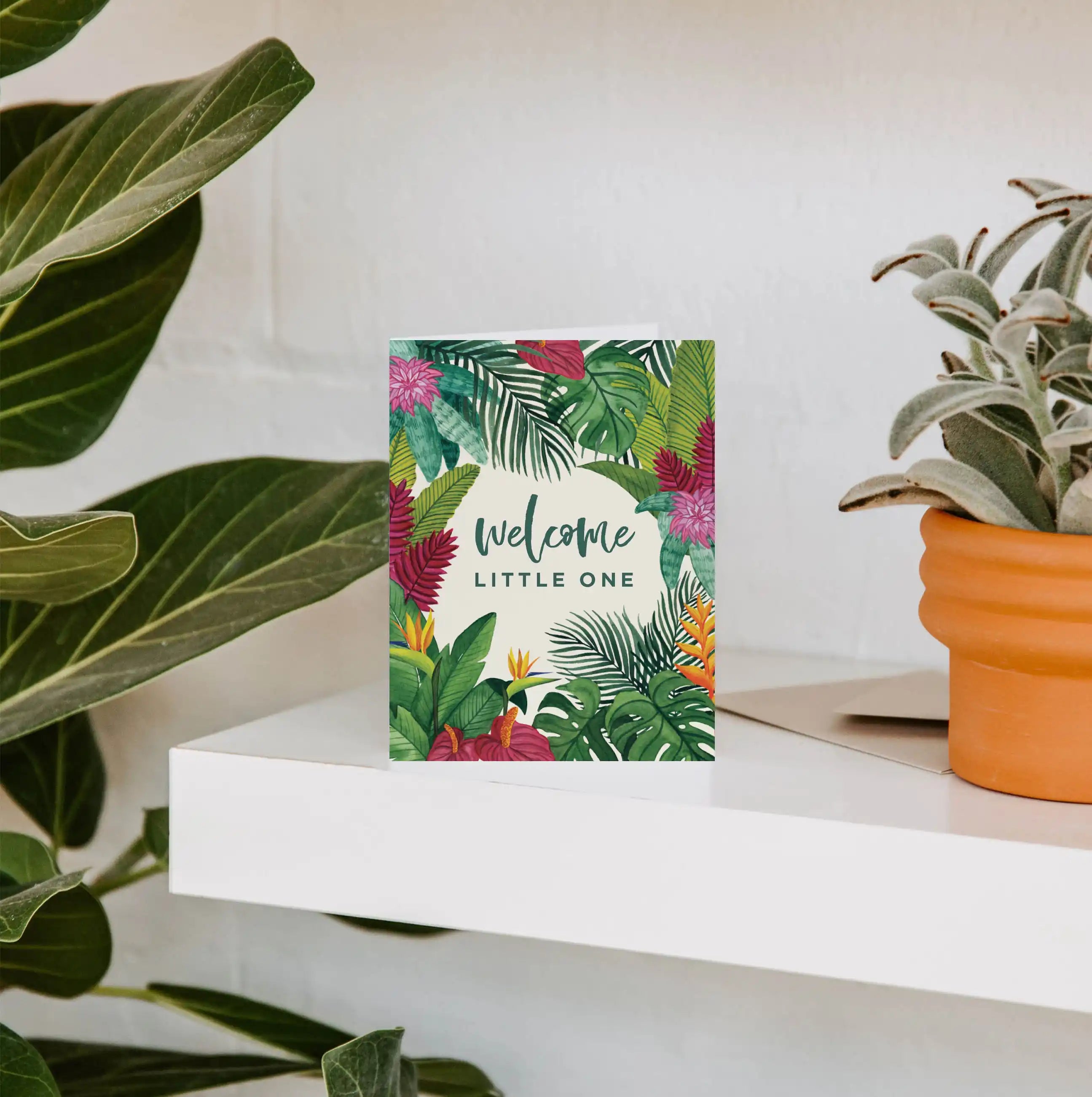 Flora Welcome Little One Greeting Card