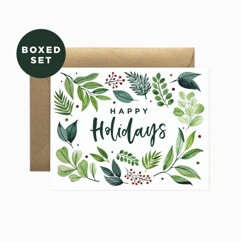 Boxed Set - Happy Holidays Foliage Greeting Card