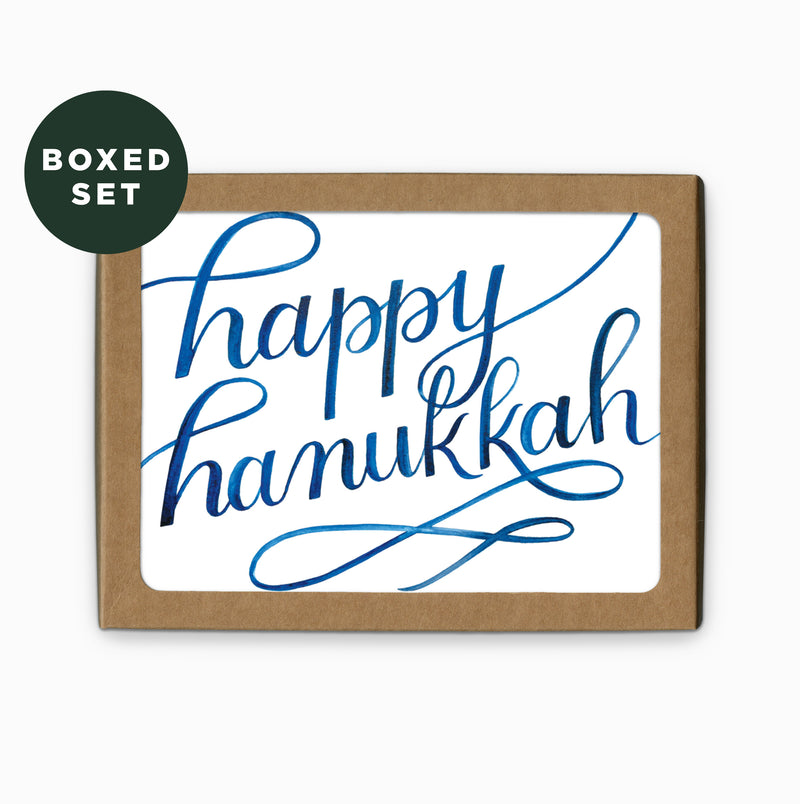 Boxed Set - Hanukkah Script Greeting Card
