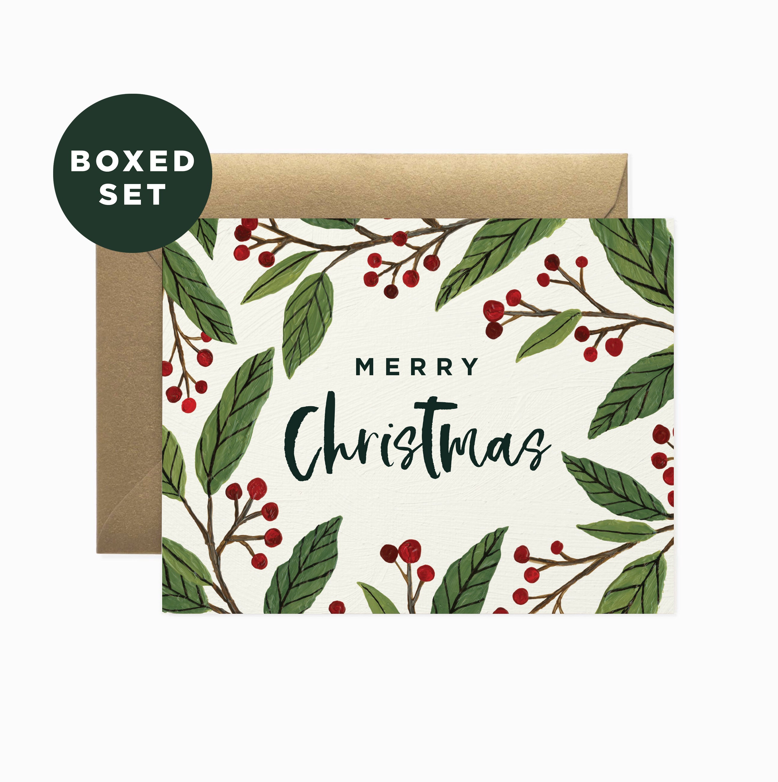 Winter Berry Merry Christmas Card | Boxed Set of 6