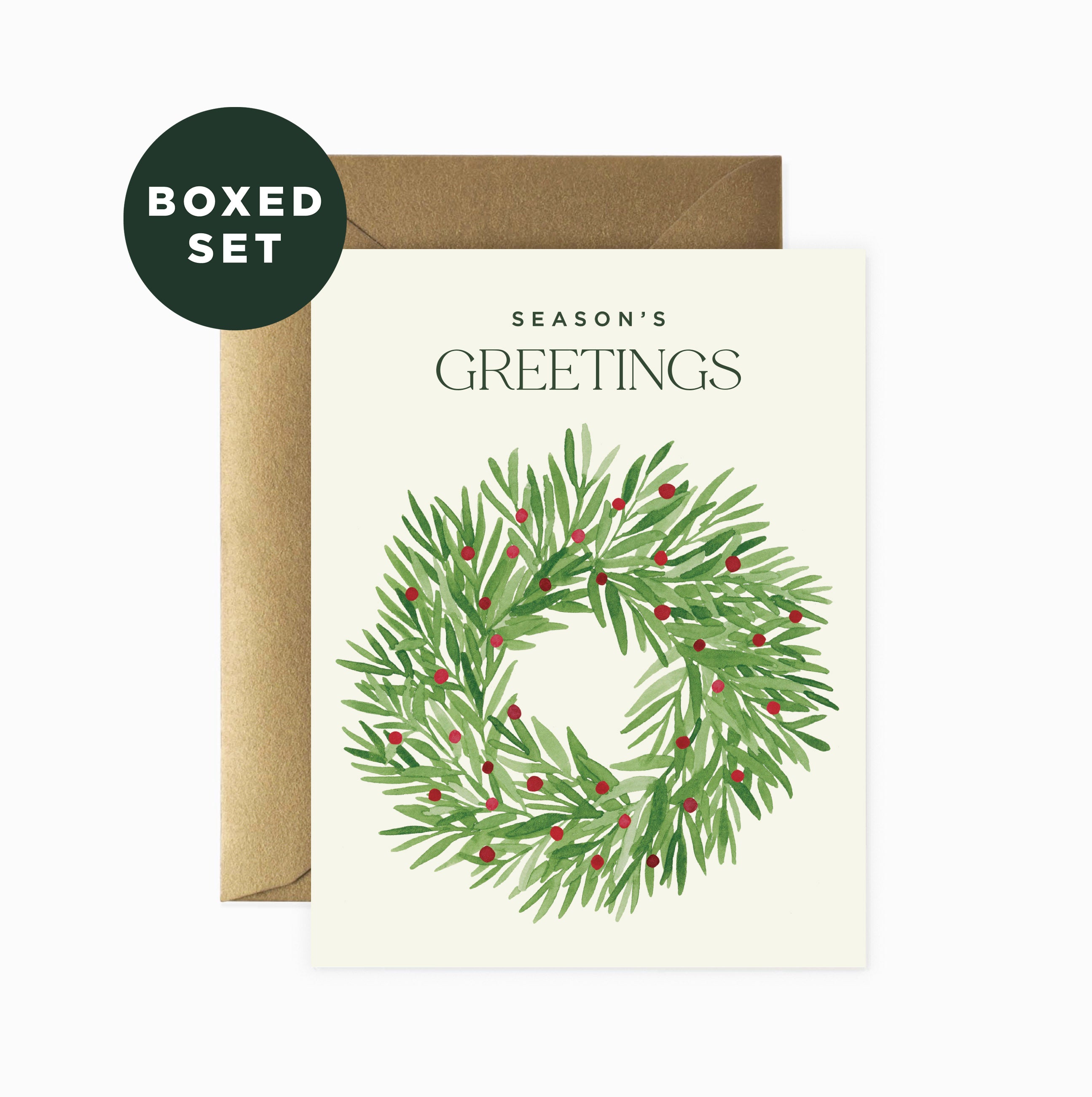 Season's Greetings Wreath Greeting Card | Boxed Set of 6