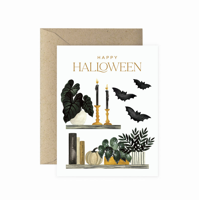 Happy Halloween Plant Shelf Greeting Card