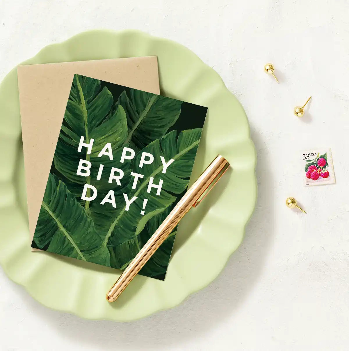 Banana Leaf Happy Birthday Greeting Card