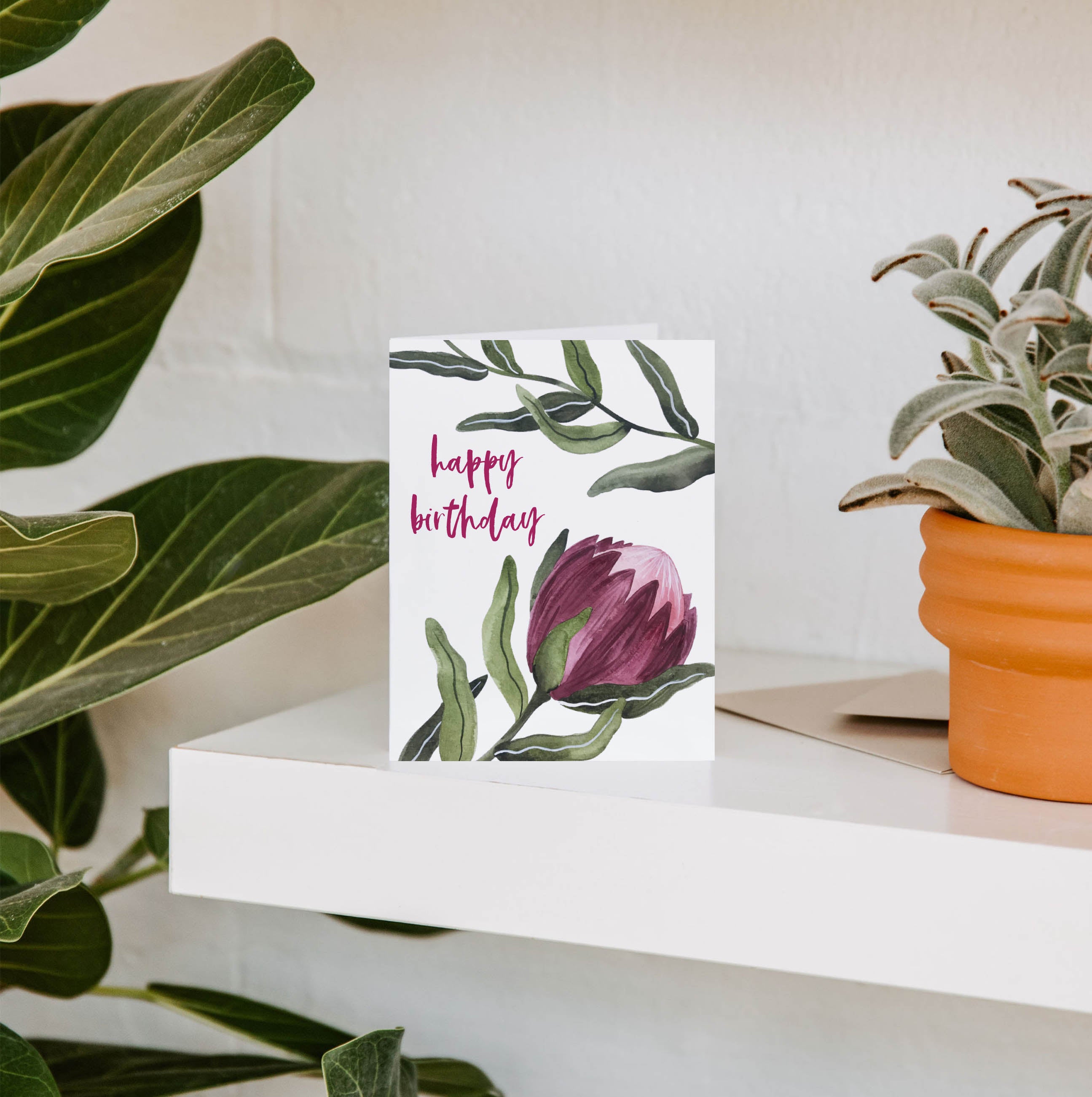 Protea Happy Birthday Greeting Card