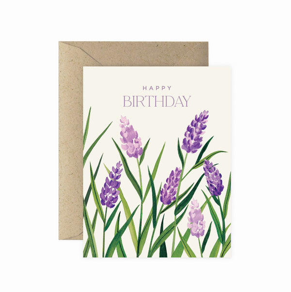Lavender Field Happy Birthday Greeting Card