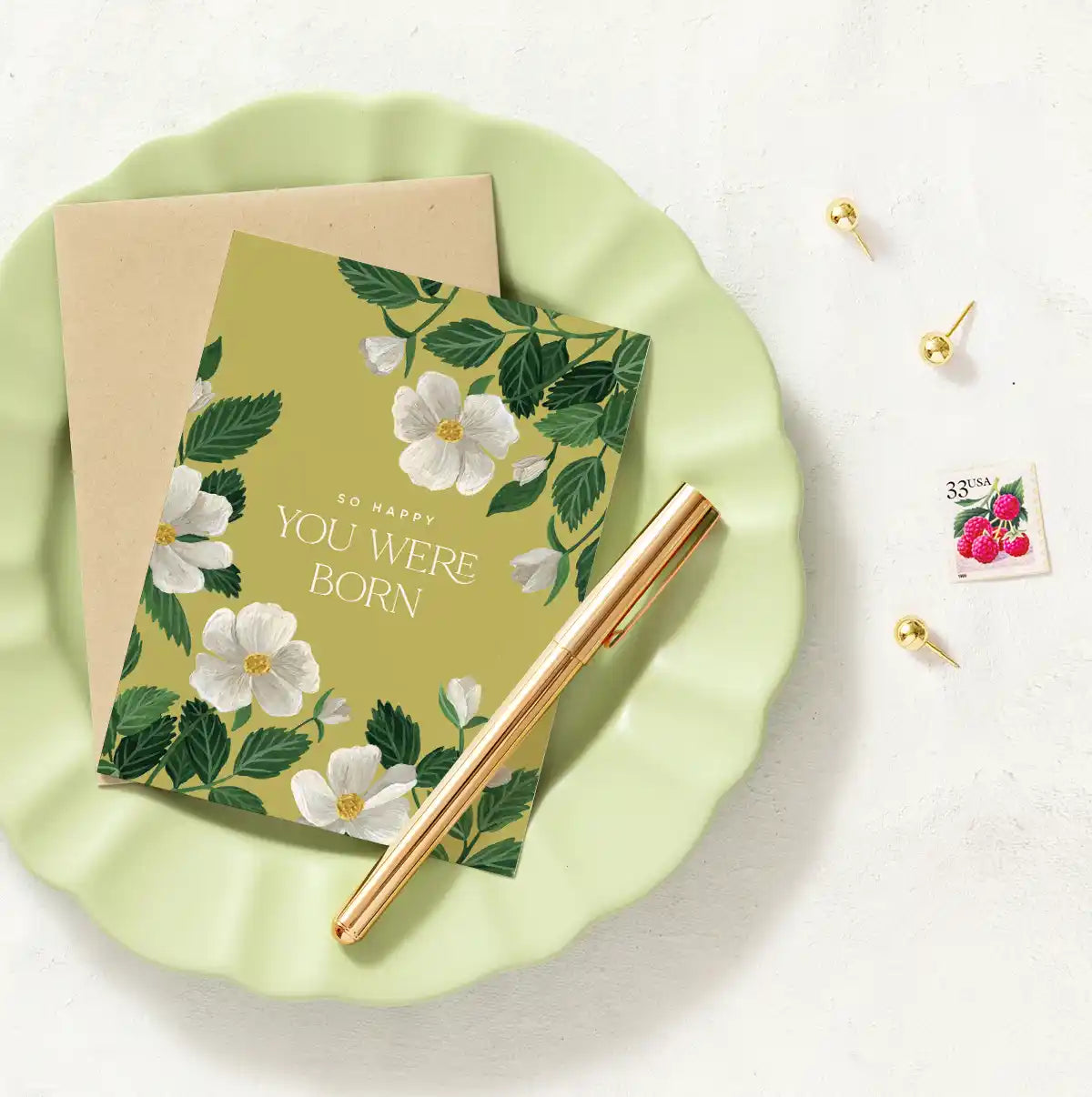 Rosa Happy You Were Born Birthday Greeting Card