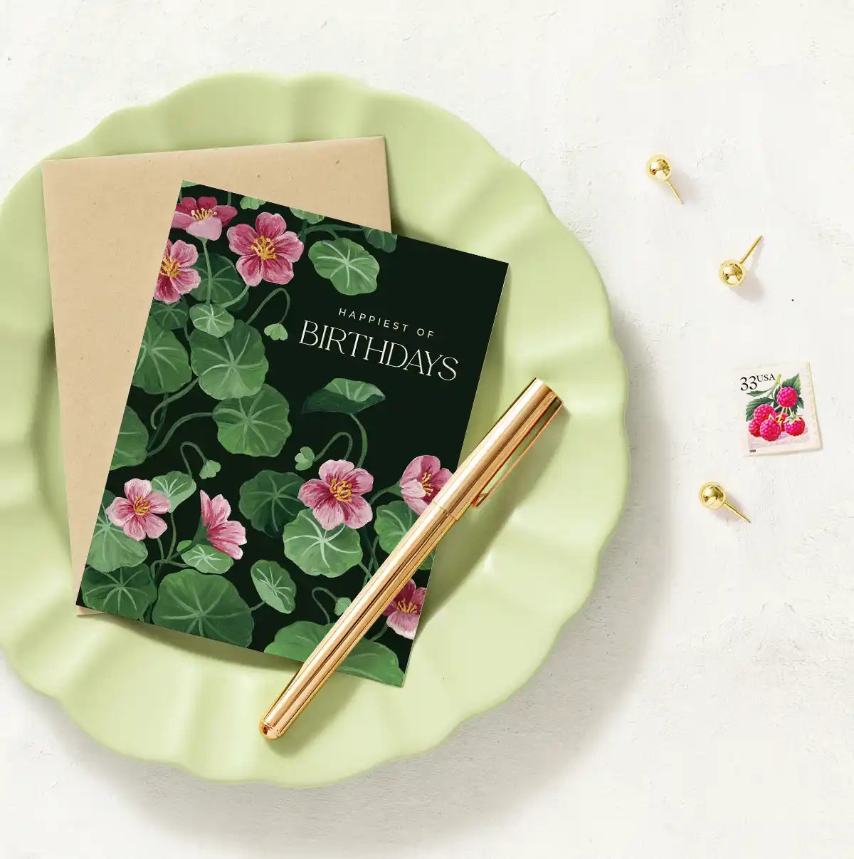 Blooming Nasturtiums Birthday Greeting Card