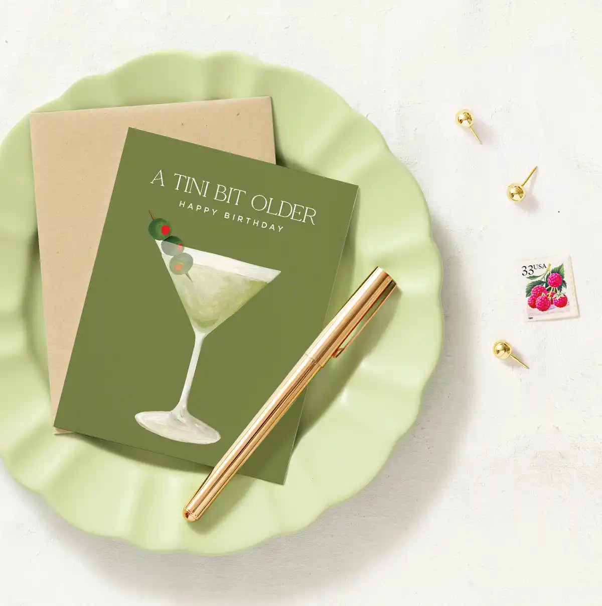 A Tini Bit Older Martini Birthday Greeting Card