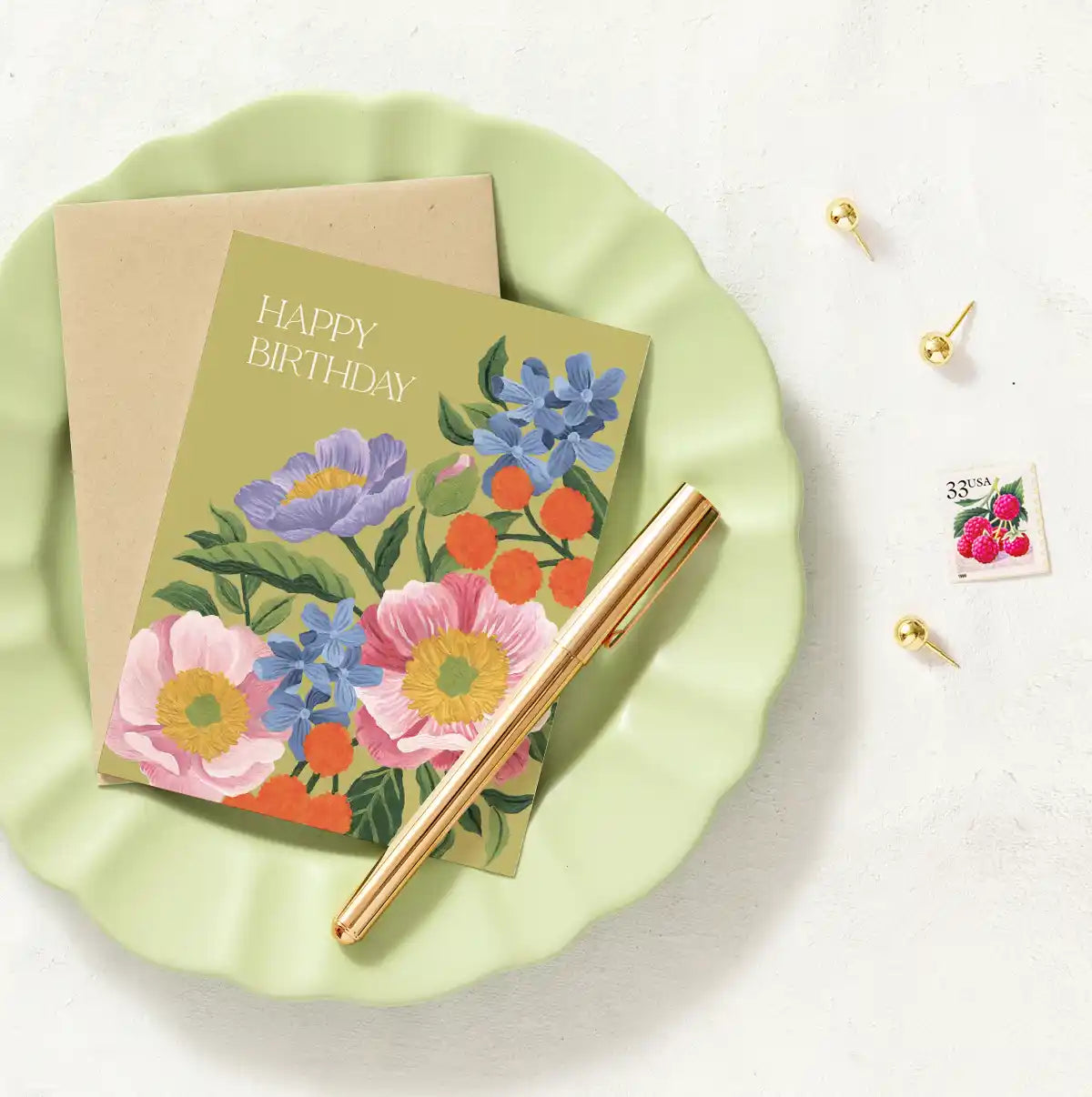 Vibrant Flora Birthday Greeting Card