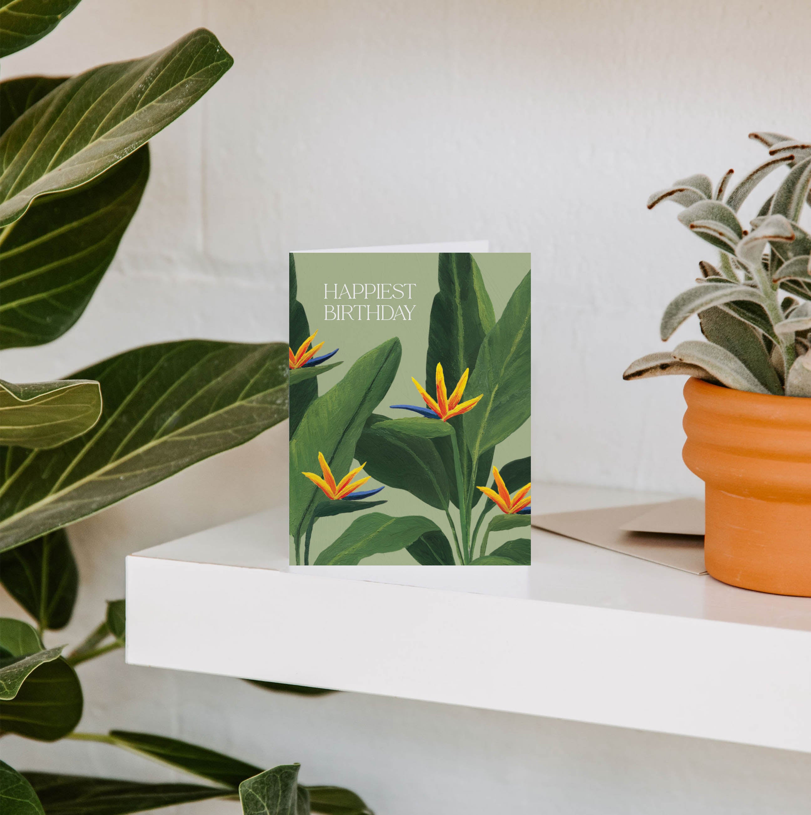 Tropical Bird of Paradise Birthday Greeting Card
