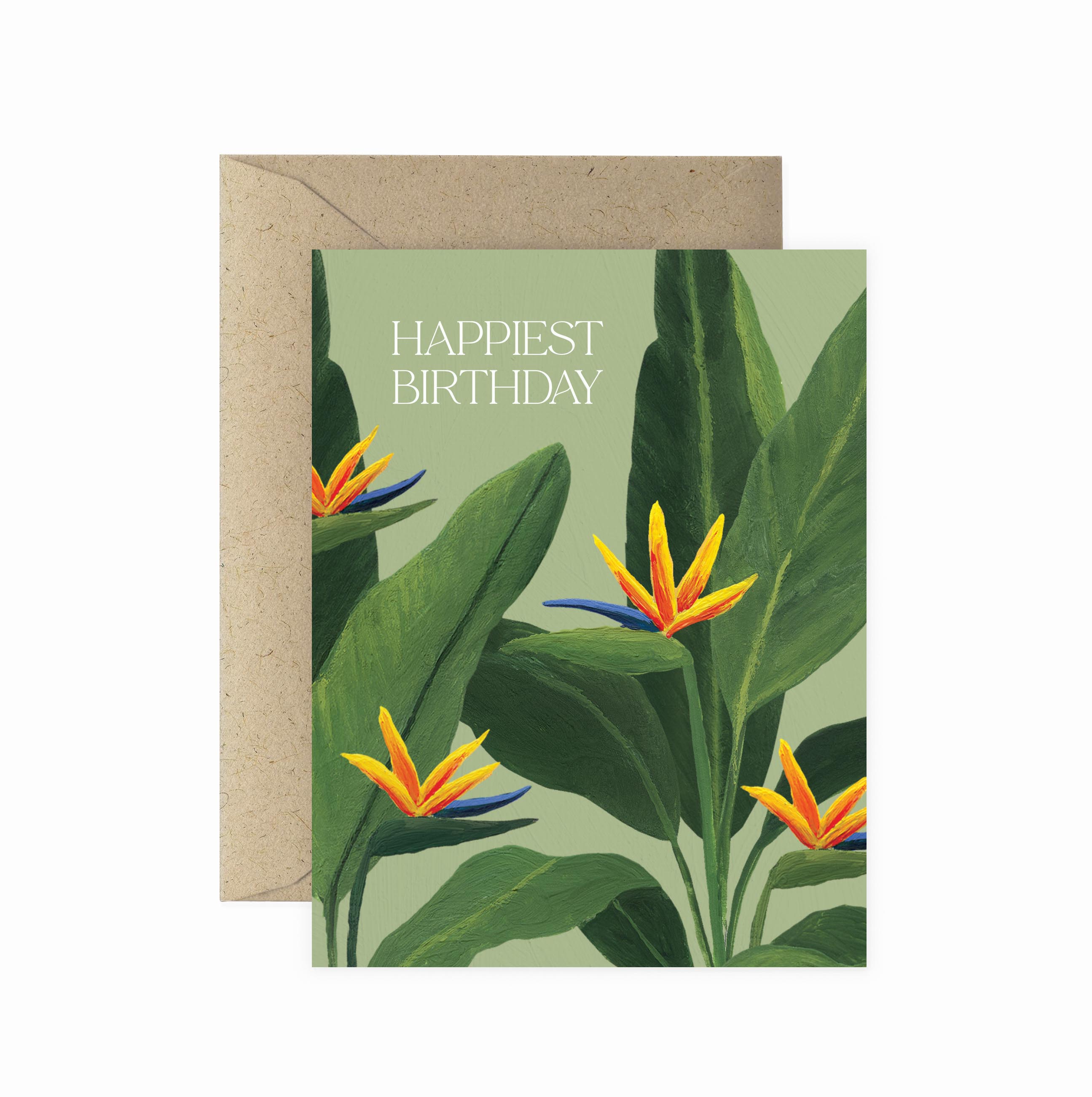 Tropical Bird of Paradise Birthday Greeting Card