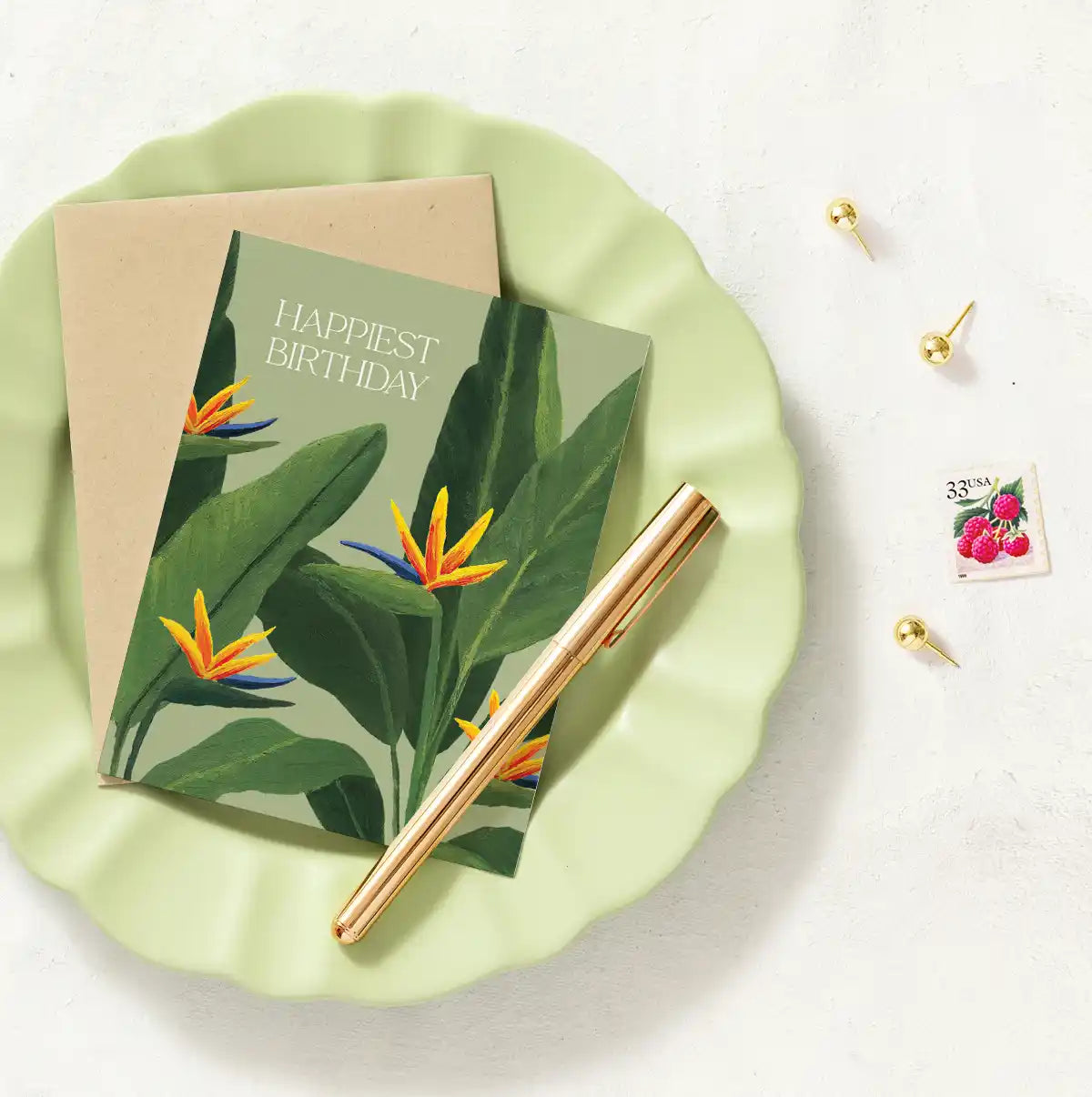 Tropical Bird of Paradise Birthday Greeting Card