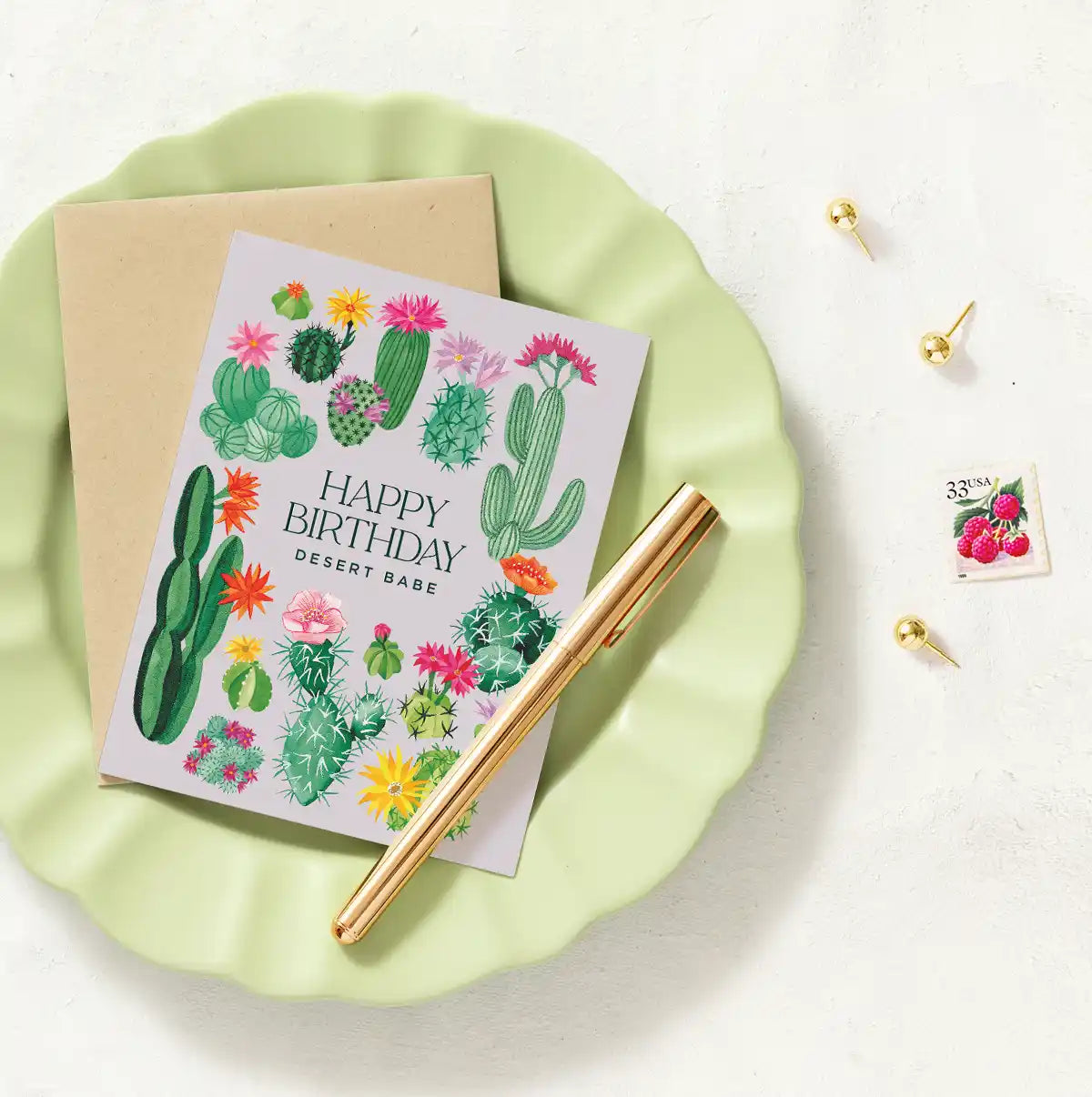 Blooming Cacti Birthday Greeting Card