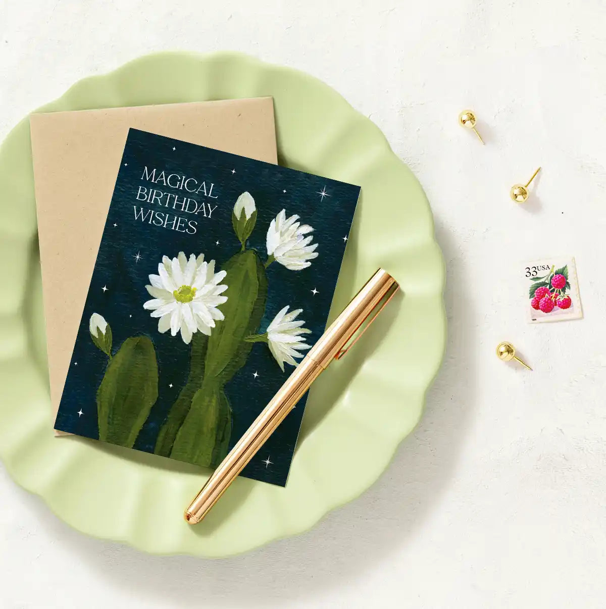 Blooming Night Cactus Birthday Greeting Card