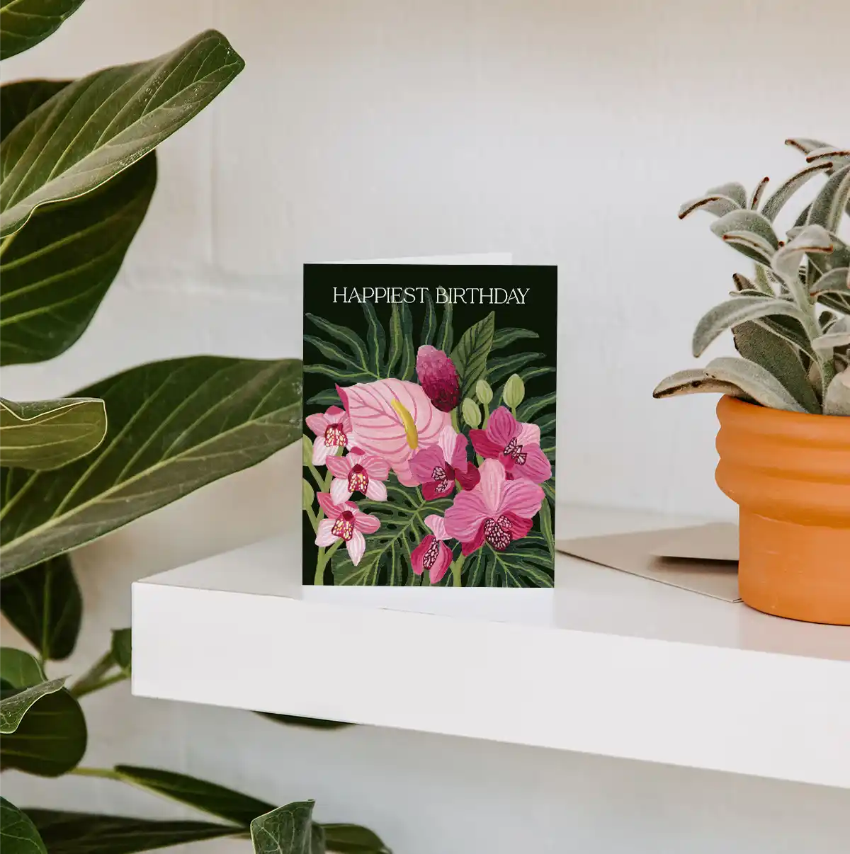 Exotic Floral Orchid Birthday Greeting Card