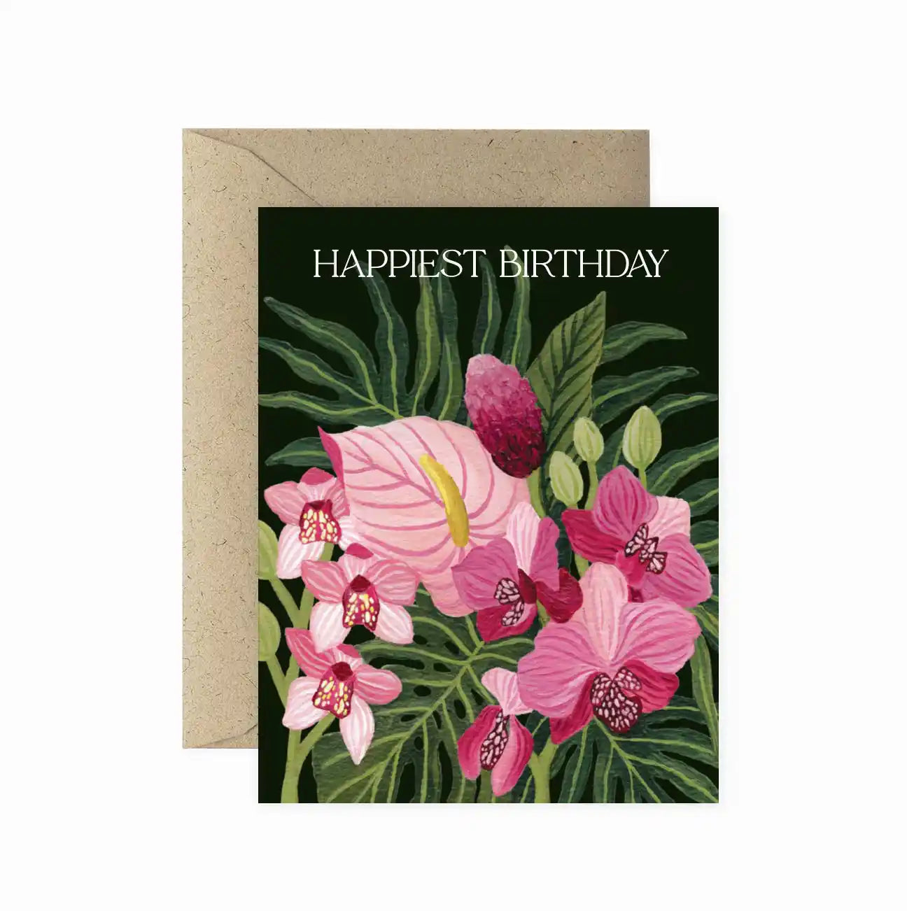 Exotic Floral Orchid Birthday Greeting Card
