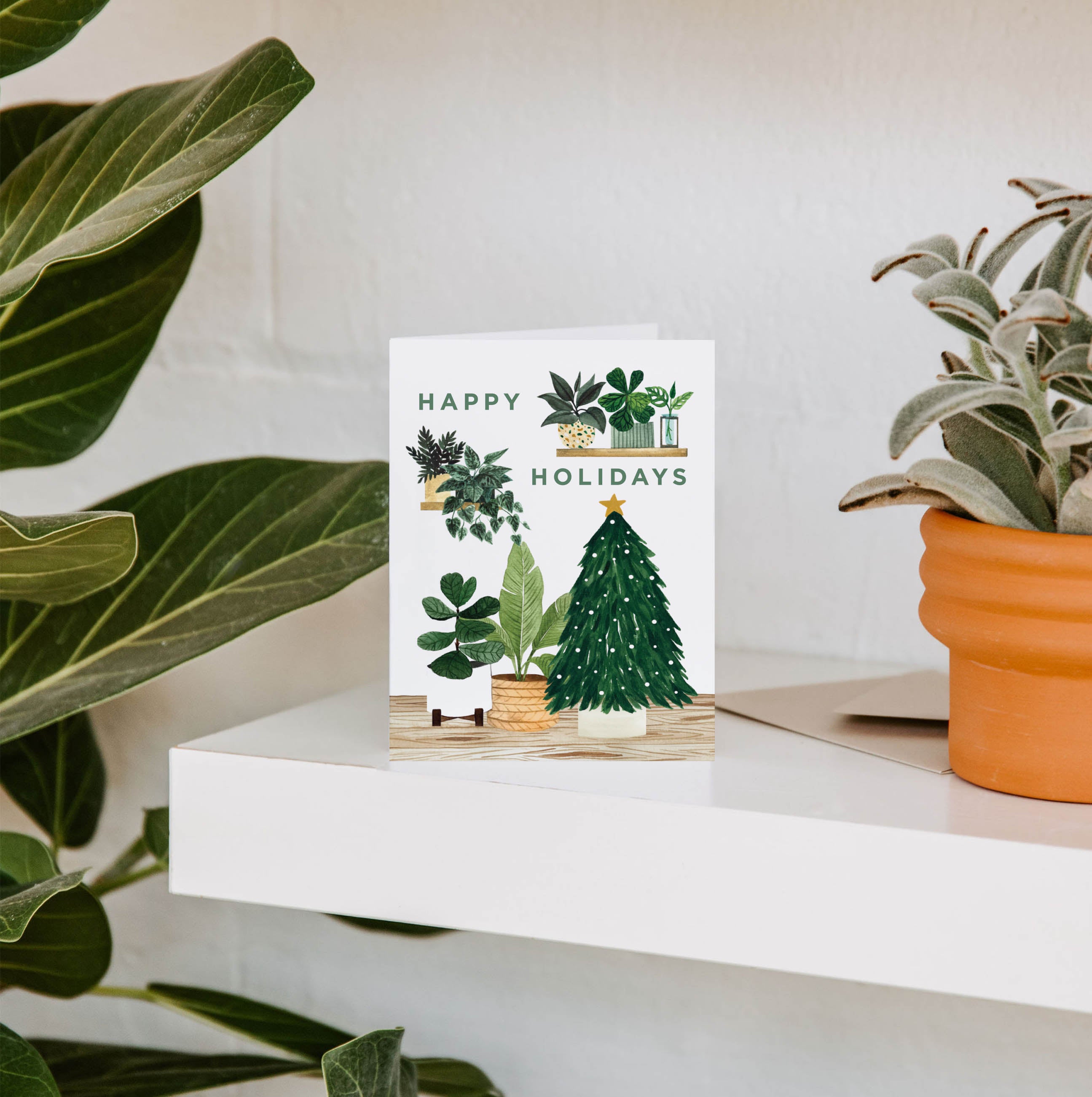 Holiday Plant Shelf Greeting Card