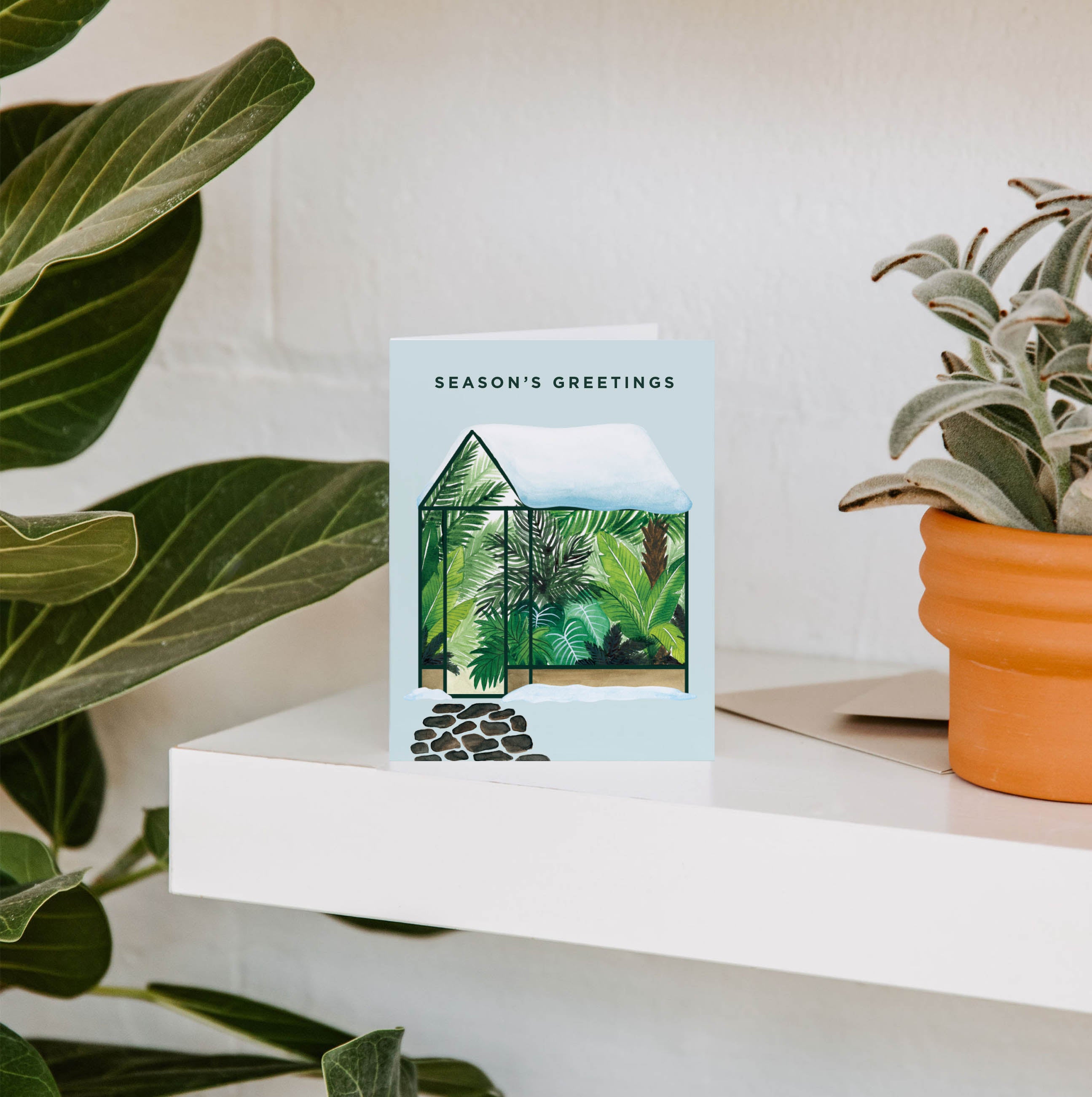 Season's Greetings Greenhouse Greeting Card