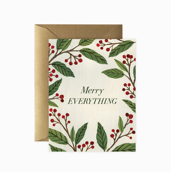 Winter Berry Merry Everything Holiday Greeting Card