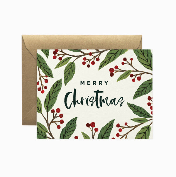 Winter Berry Merry Christmas Greeting Card
