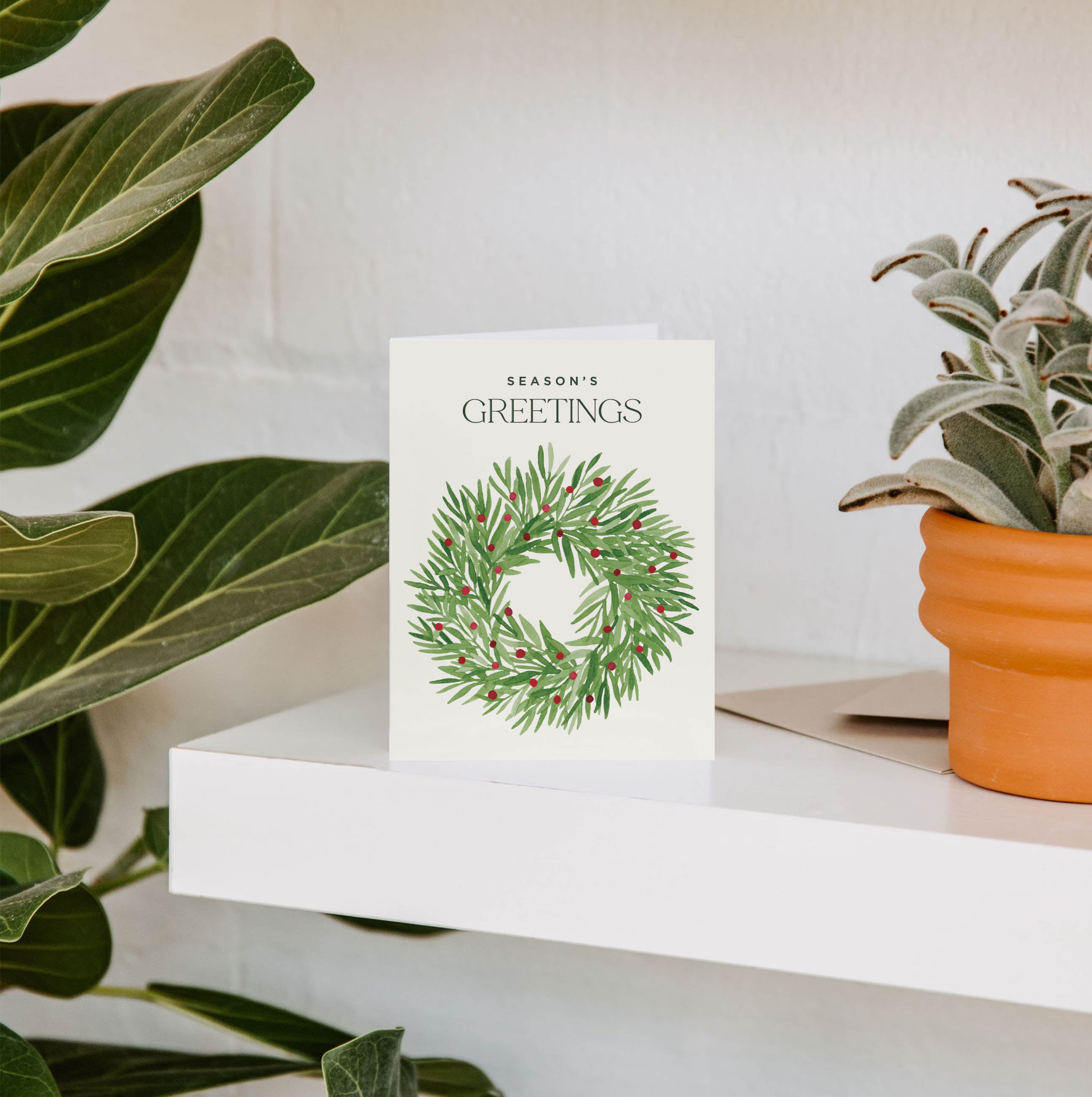 Season's Greetings Wreath Greeting Card