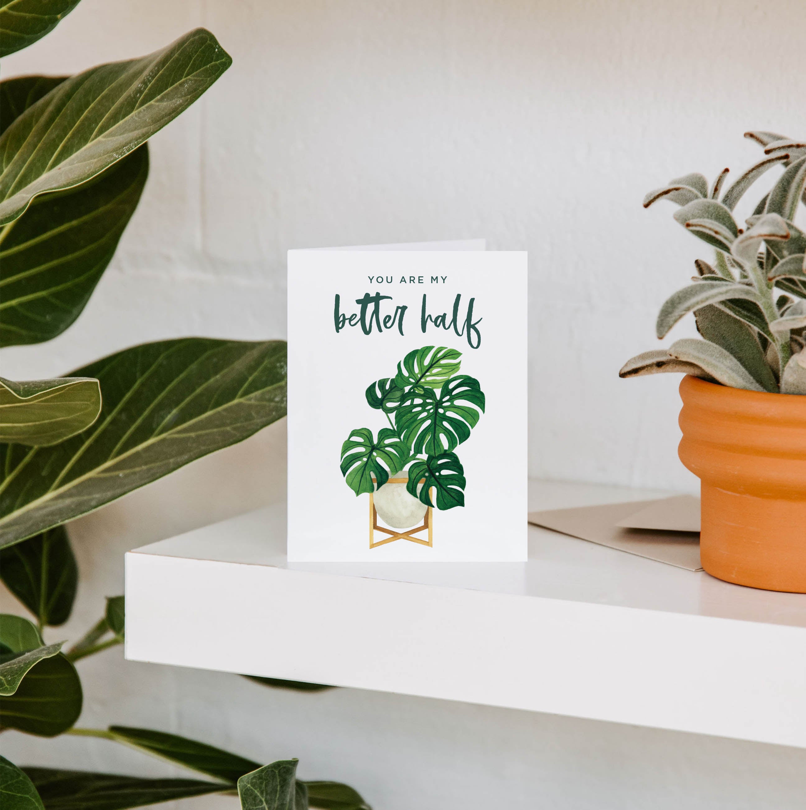 Better Half Monstera Greeting Card