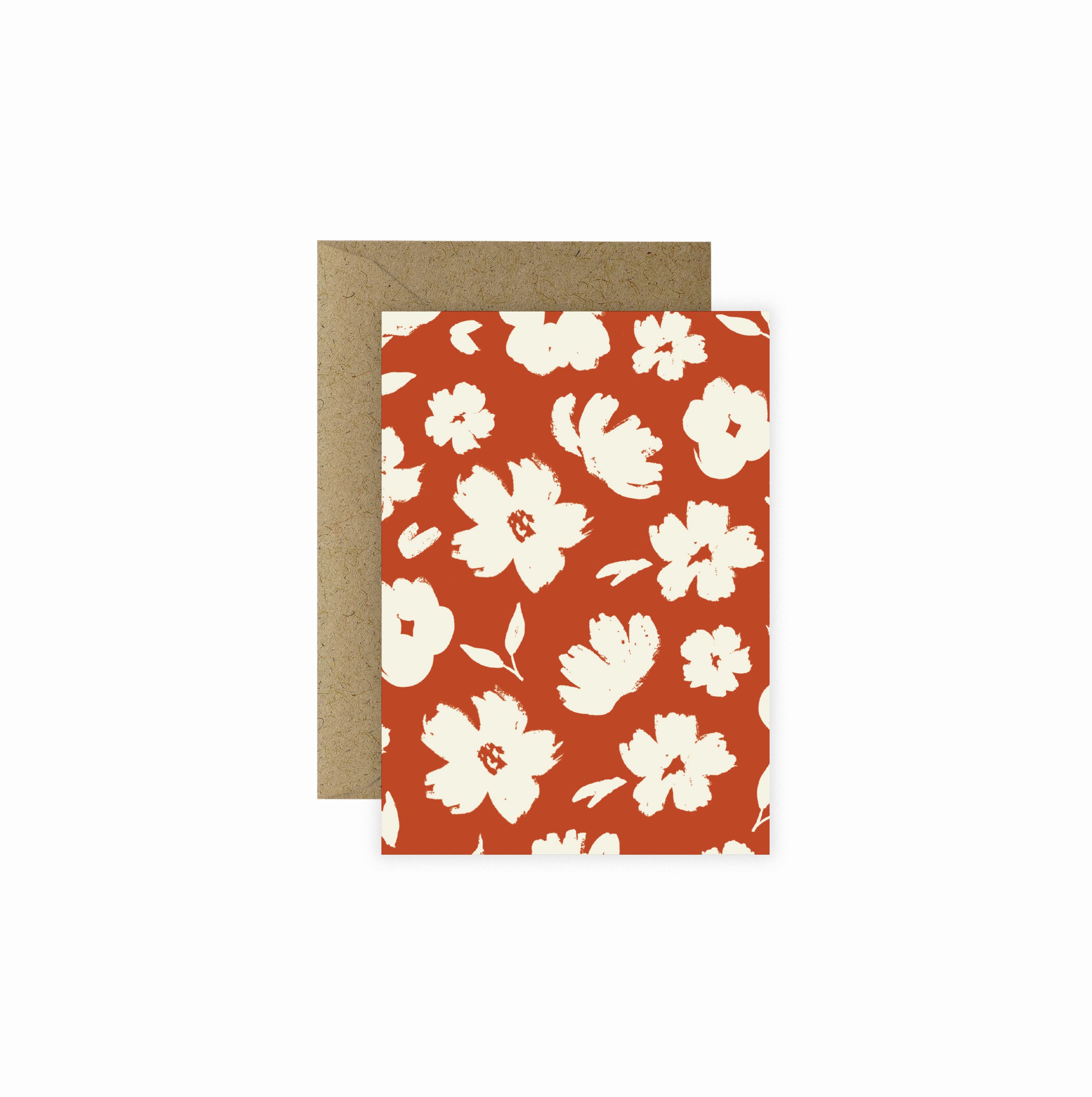 Brush Floral Red Mini Greeting Card