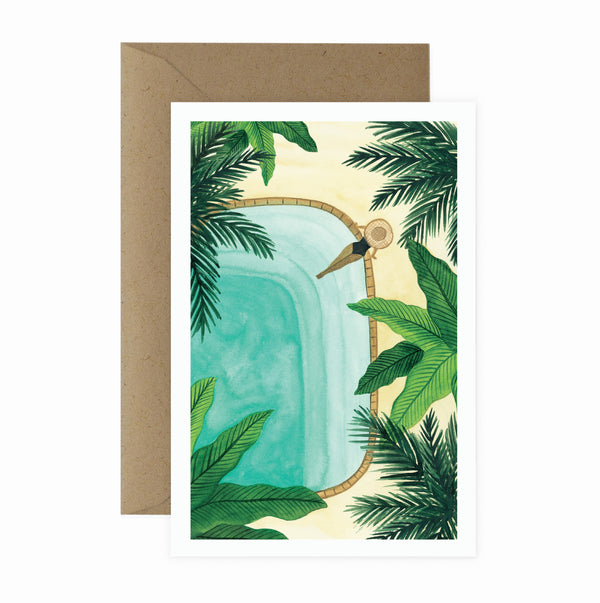 Tropical Pool Art Print Greeting Card